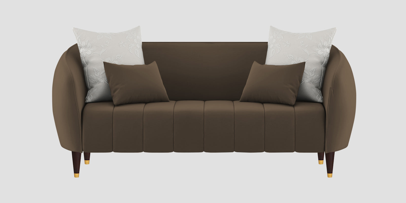 Hairo Velvet 2 Seater Sofa In Shade Brown Colour - Febonic Living