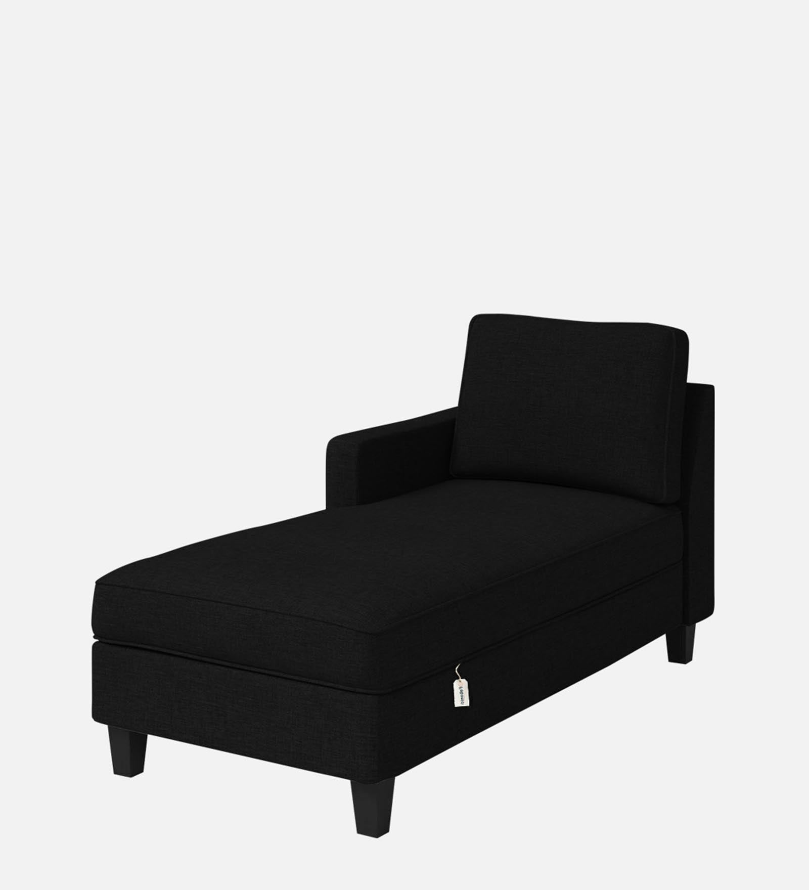 Royee Fabric LHS Chaise Lounger In Zed Black Colour With Storage - Febonic Living