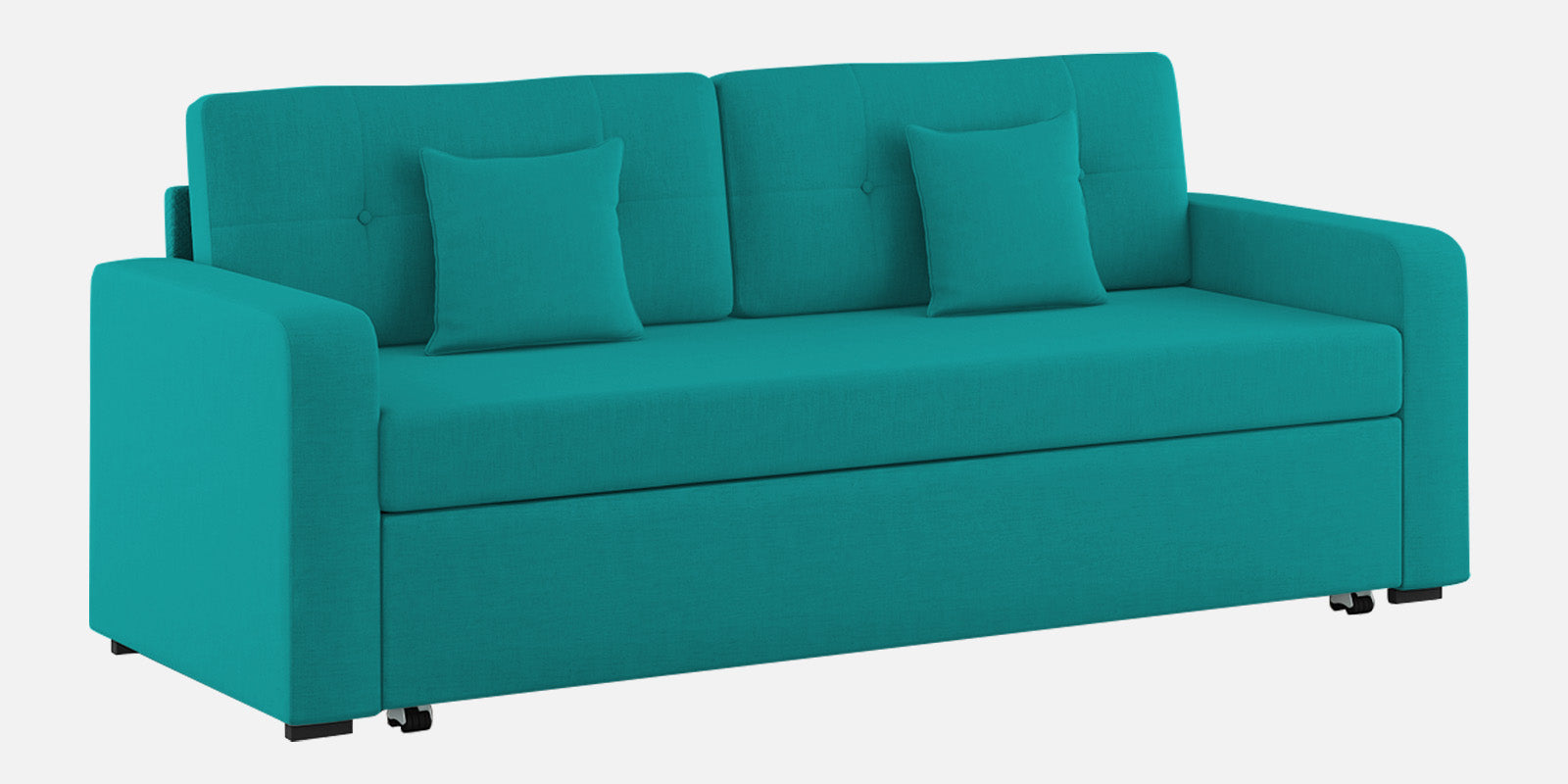 Rocky Fabric 3 Seater Pull Out Sofa Cum Bed In Sea Green Colour With Storage - Febonic Living