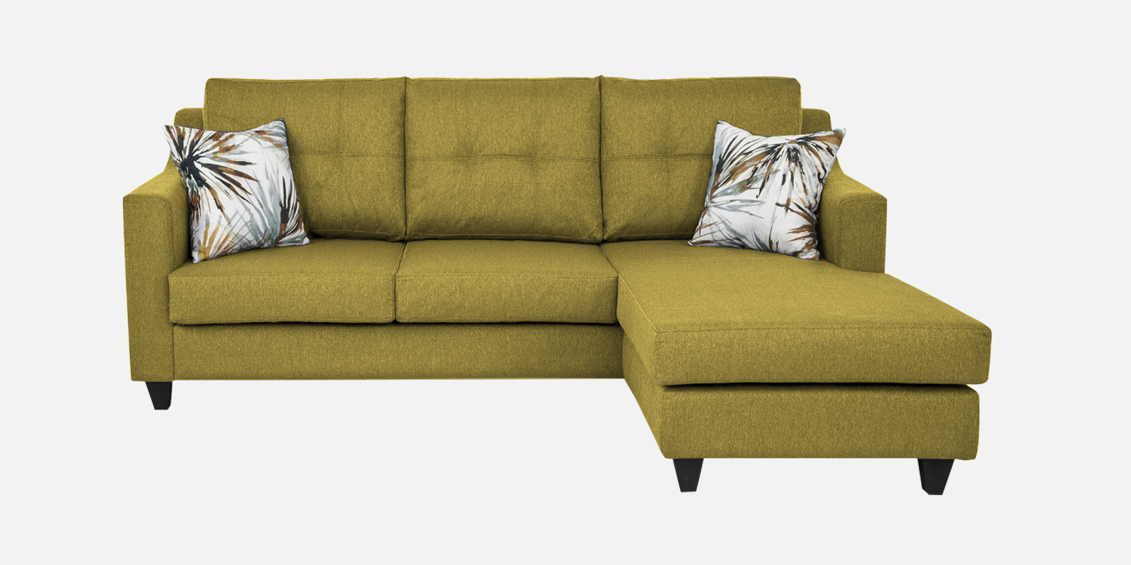 Welly Fabric LHS Sectional Sofa (2+Lounger) In Parrot Green Colour - Febonic Living