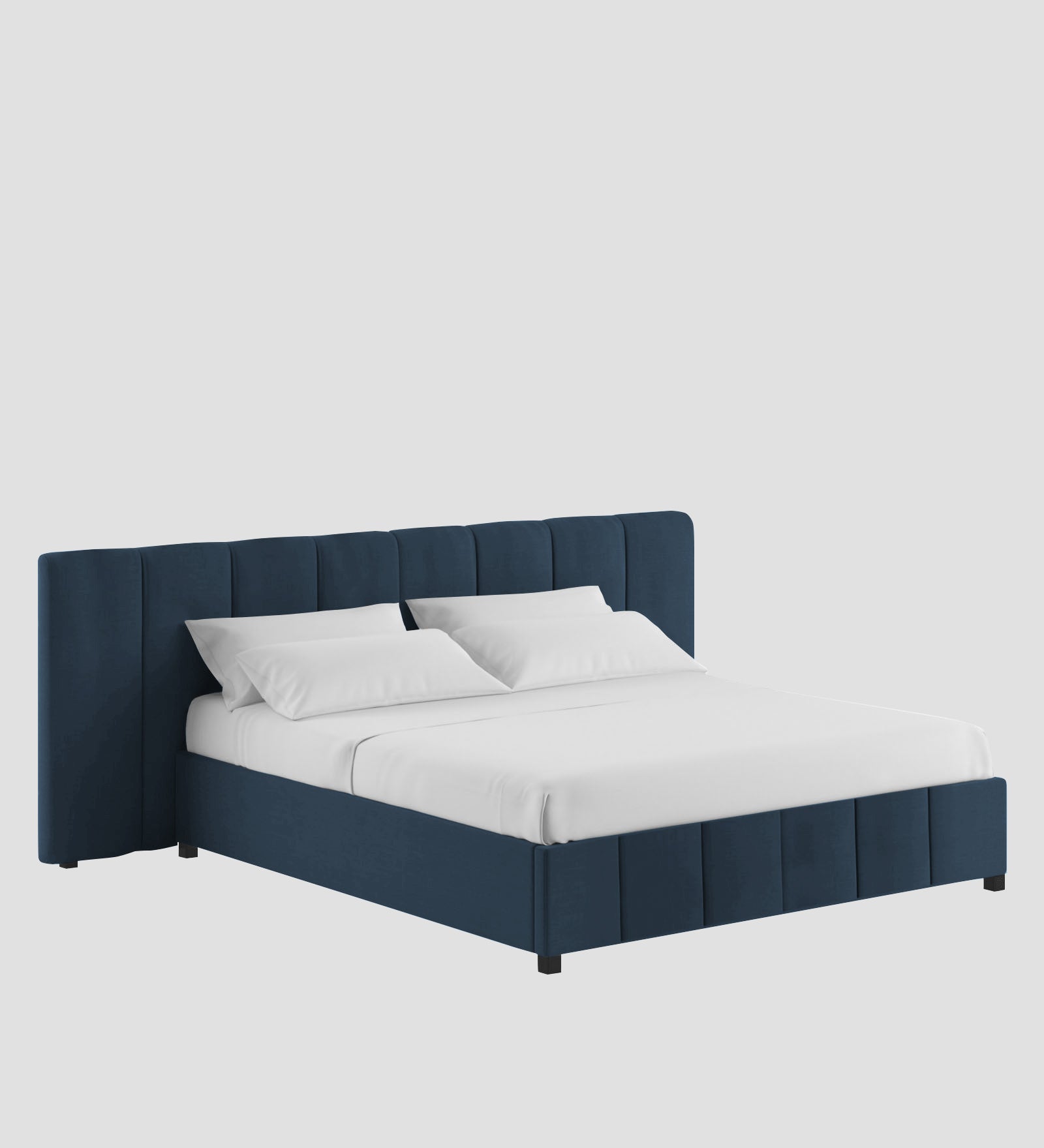 Nora Fabric Queen Size Bed In Light Blue Colour With Box Storage