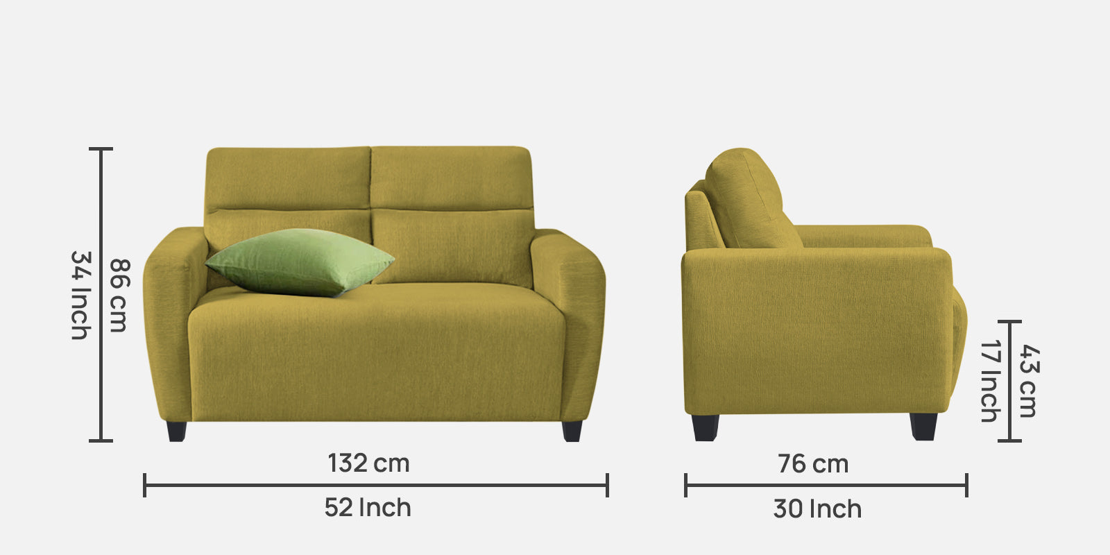 Bakadi Fabric 2 Seater Sofa In Parrot Green Colour - Febonic Living