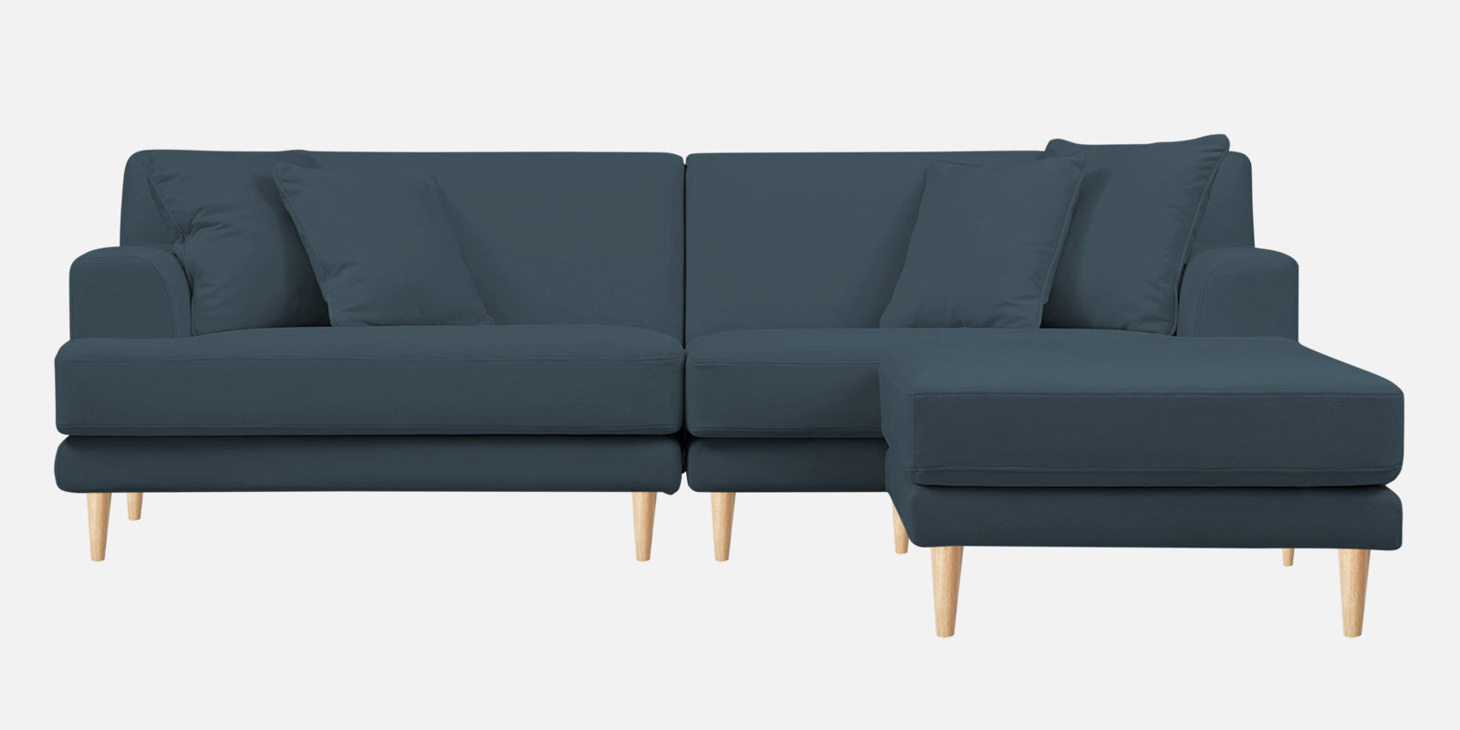 Woody Fabric LHS Sectional Sofa (3+Lounger) In Cobalt Blue Colour - Febonic Living