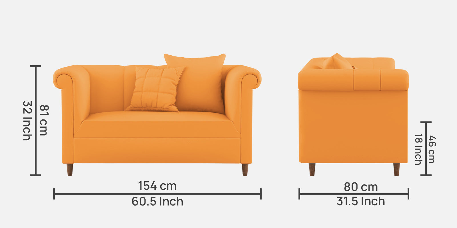 Rubi Velvet 2 Seater Sofa In Tangerine orange Colour - Febonic Living