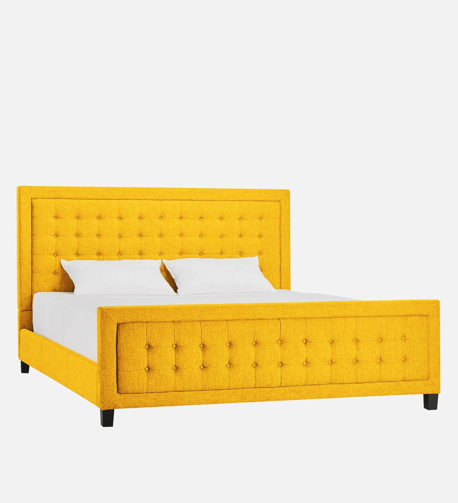 Kaster Fabric Upholstered King Size Bed In Bold Yellow Colour - Febonic Living