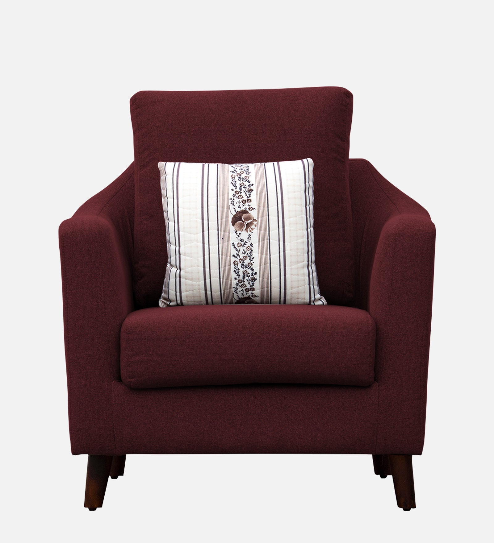 Kevin Fabric 1 Seater Sofa In Blood Maroon Colour - Febonic Living