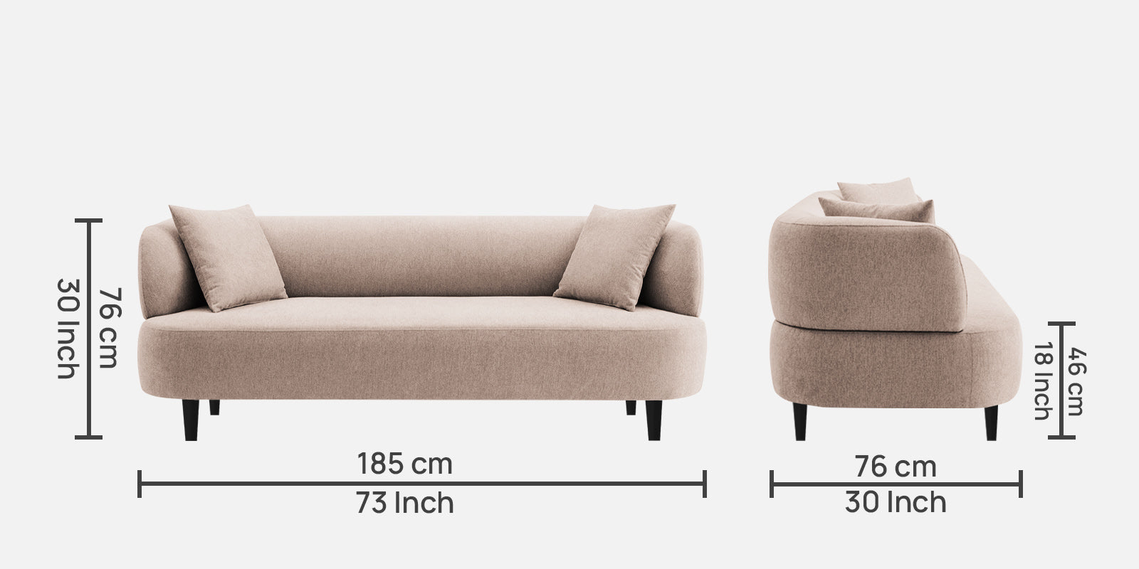 Carson Fabric 3 Seater Sofa in Mush Beige Colour