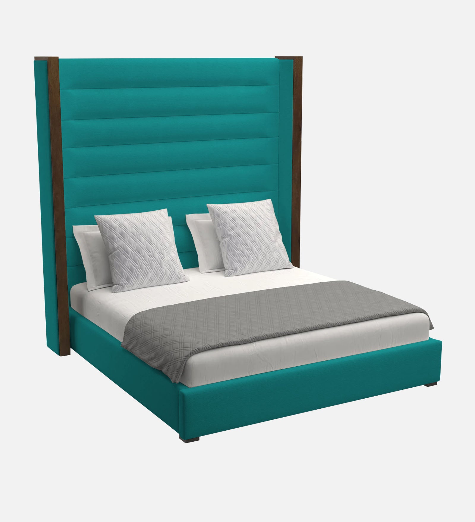 Sunny Fabric King Size Bed In Sea Green Colour - Febonic Living