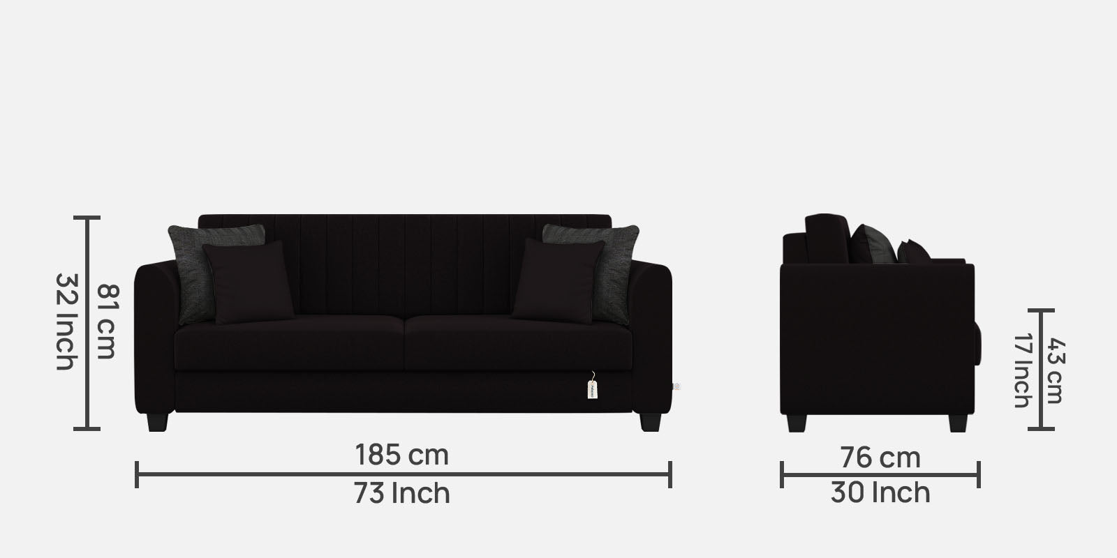 Cosmic Fabric 3 Seater Sofa In Cara Brown Colour - Febonic Living