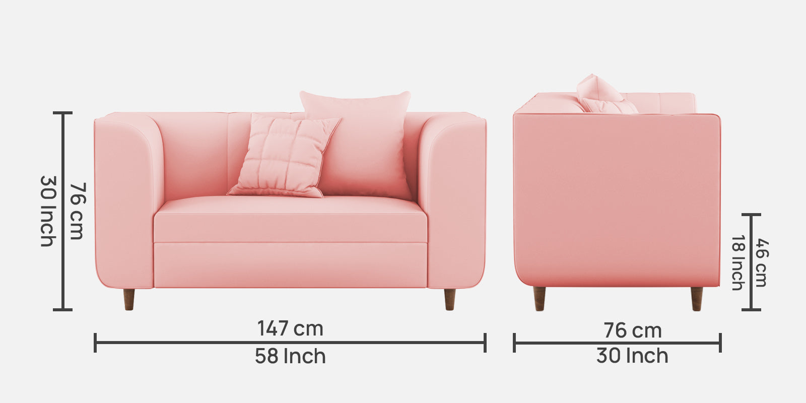 Sumo Velvet 2 Seater Sofa In Millennial Pink Colour - Febonic Living