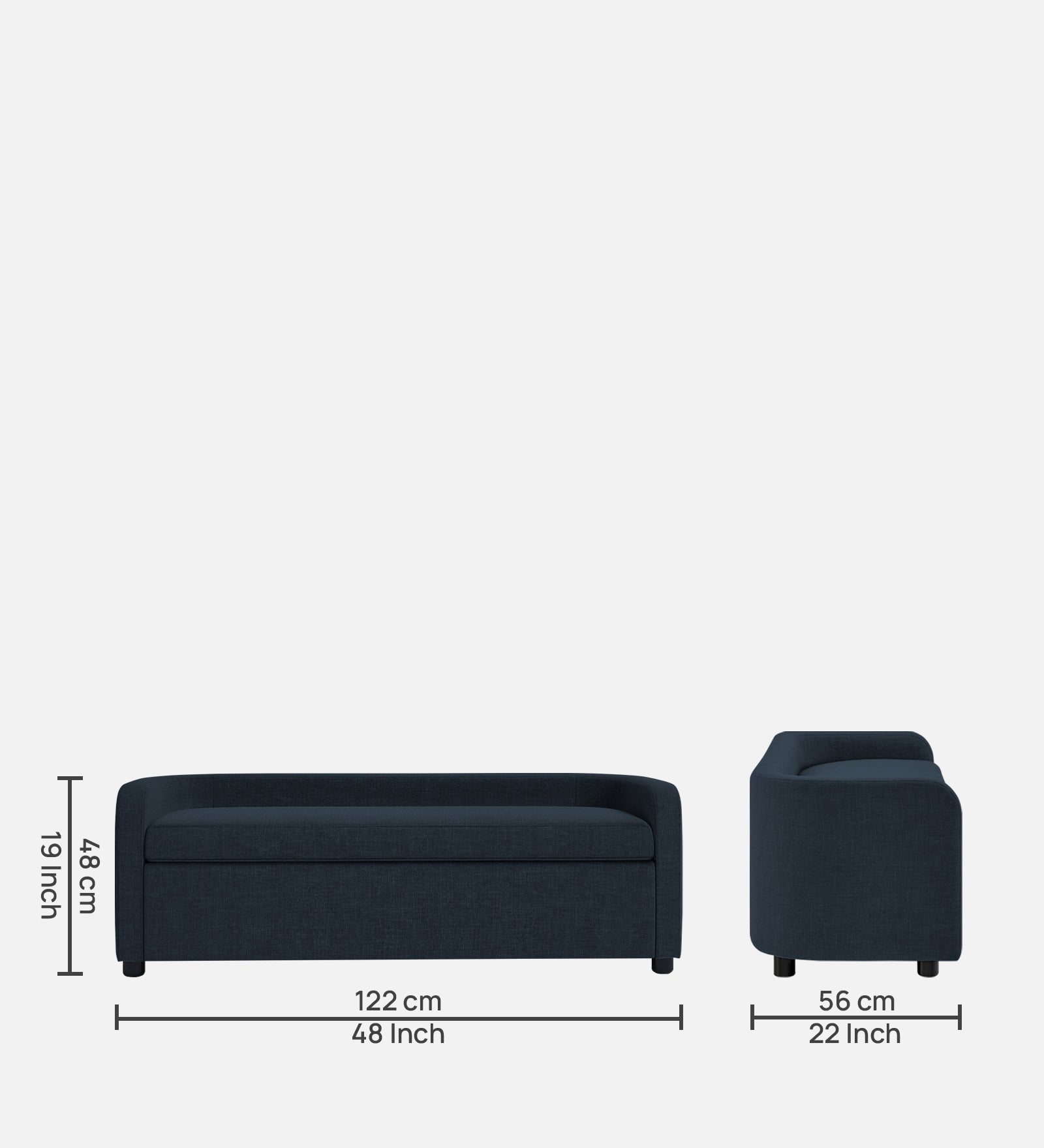 Cooper Fabric Storage Bench In Denim Blue Colour - Febonic Living