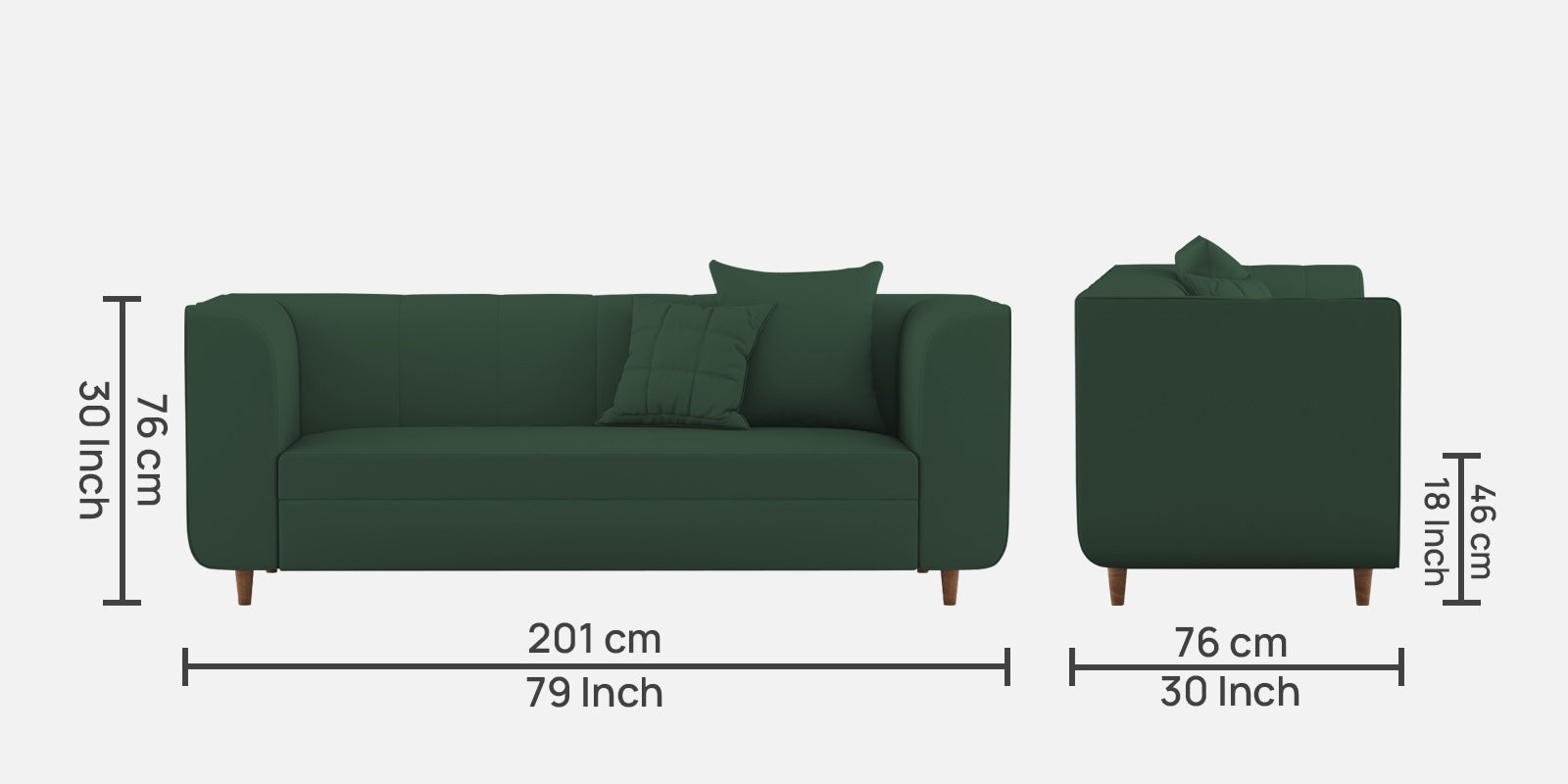 Sumo Velvet 3 Seater Sofa In Amazon Green Colour - Febonic Living