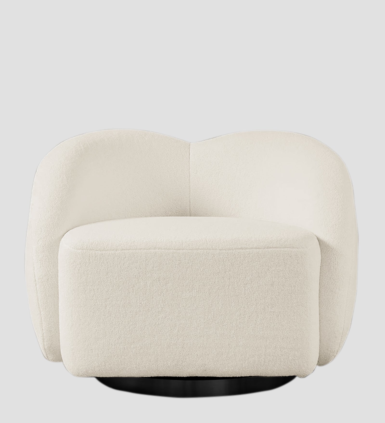 Miles Boucle Fabric Swivel Chair in Shell White Colour