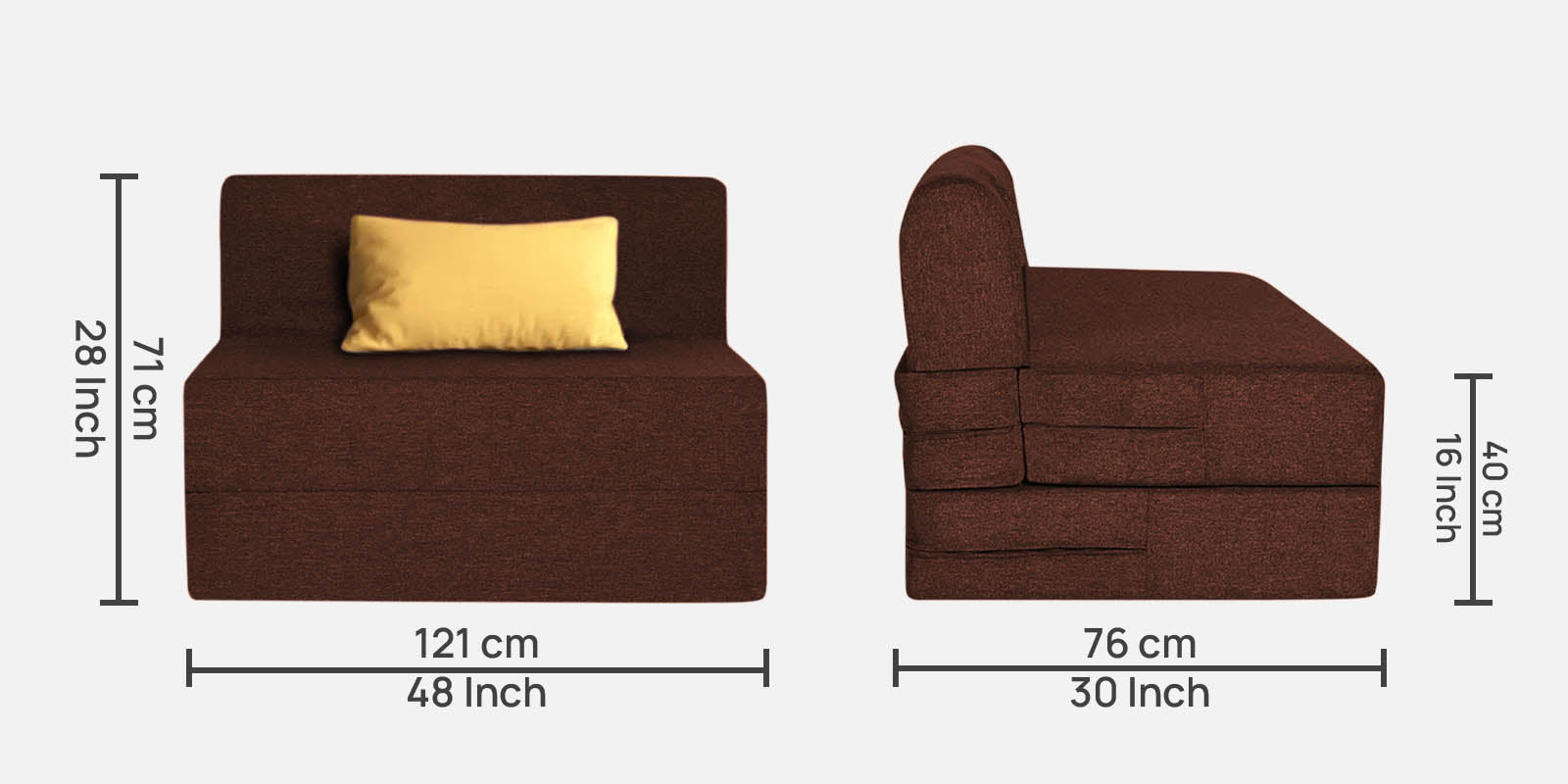 Fleepy Fabric 2 Seater Foldable Sofa Bed In Coffee Brown Colour - Febonic Living