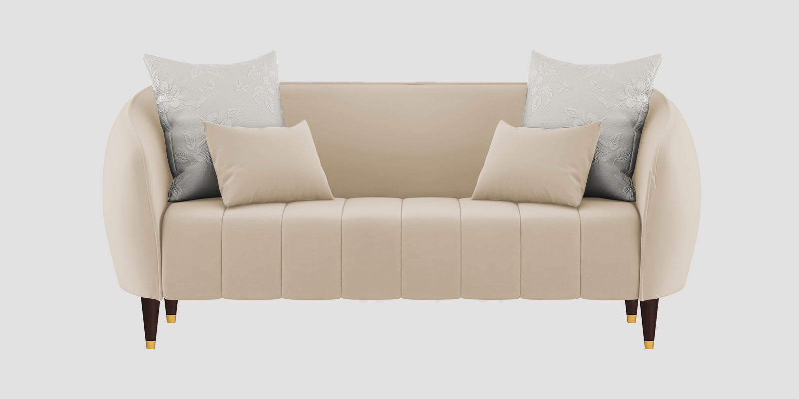 Hairo Velvet 2 Seater Sofa In Cream Beige Colour - Febonic Living