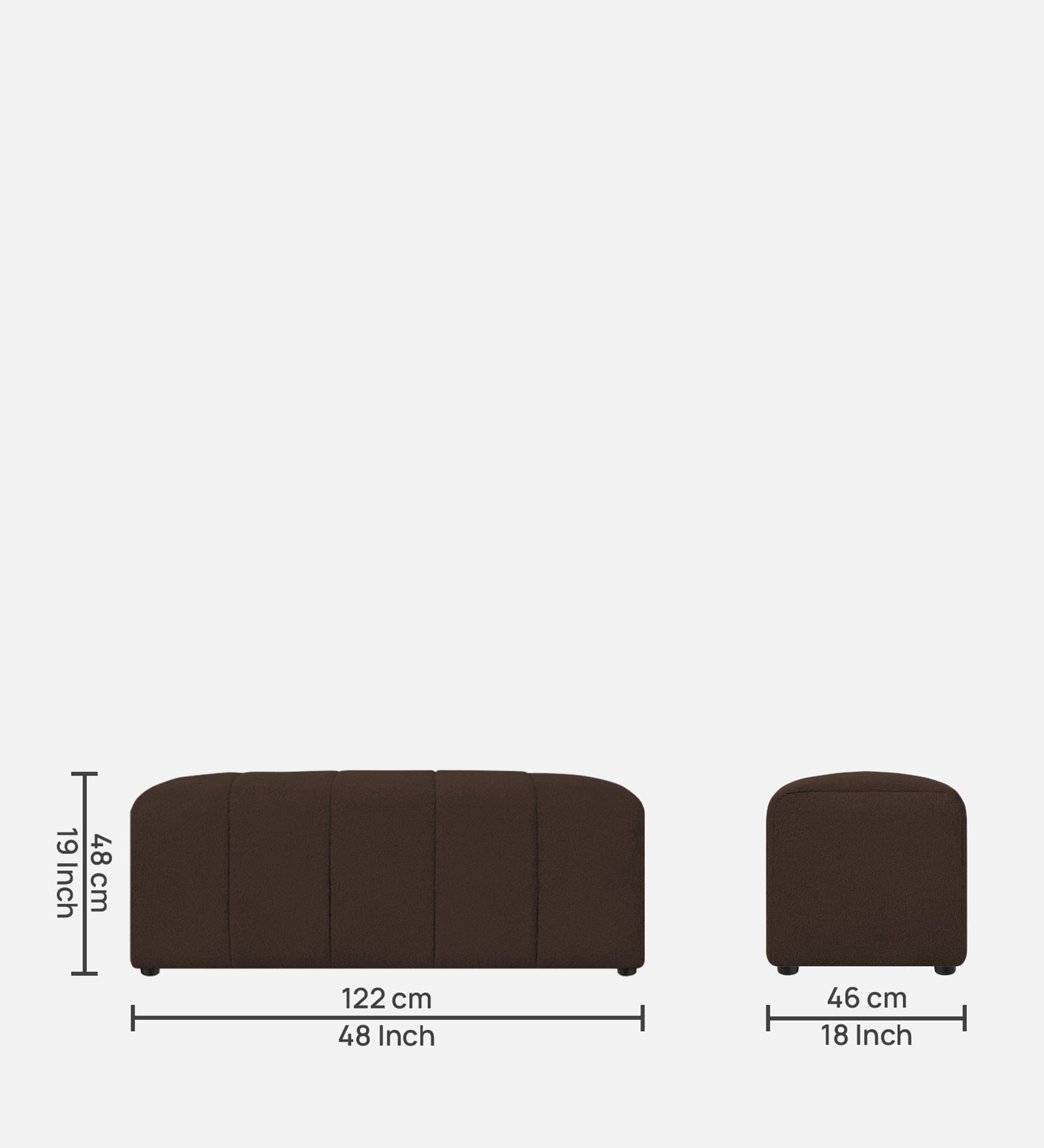 Rexi Boucle Fabric Bench In Bringo Brown Colour - Febonic Living