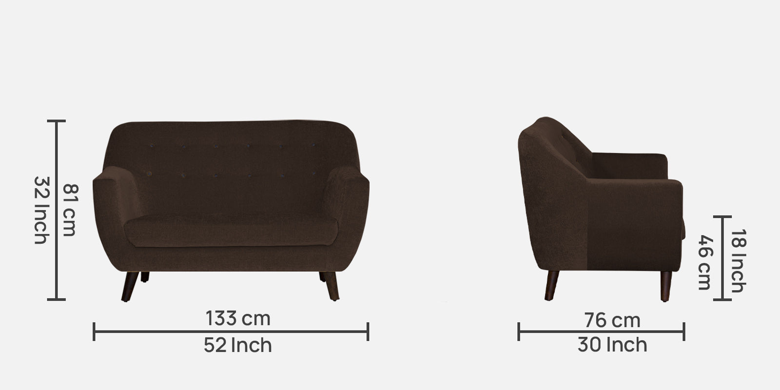 German Fabric 2 Seater Sofa In Cidar Brown Colour - Febonic Living