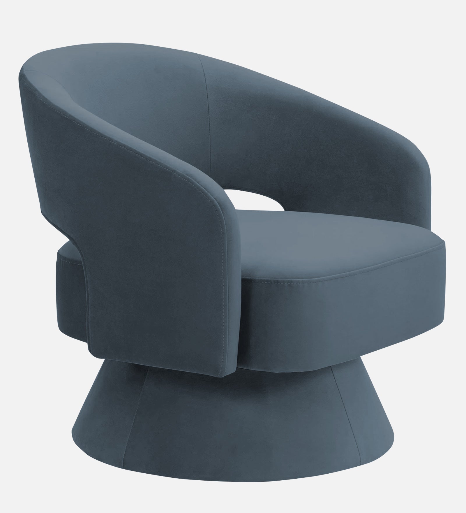 Pendra Velvet Swivel Chair In Oxford Blue Colour - Febonic Living