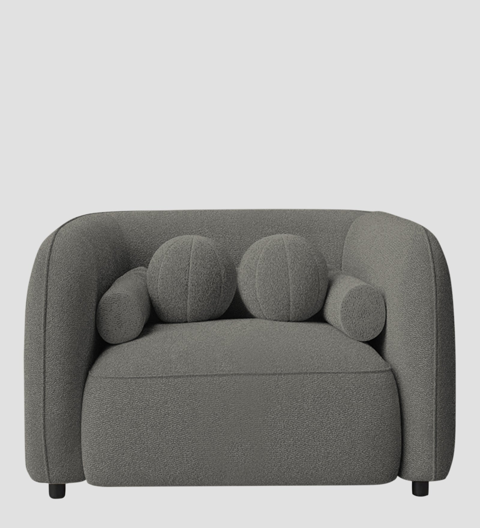 Corny Boucle Fabric 1 Seater Sofa In Moon Grey Colour - Febonic Living