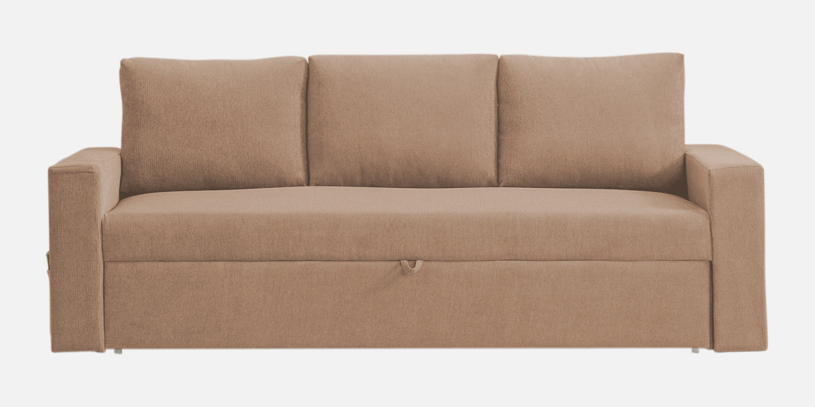 Kara Fabric 3 Seater Pull Out Sofa Cum Bed In Cosmic Beige Colour - Febonic Living