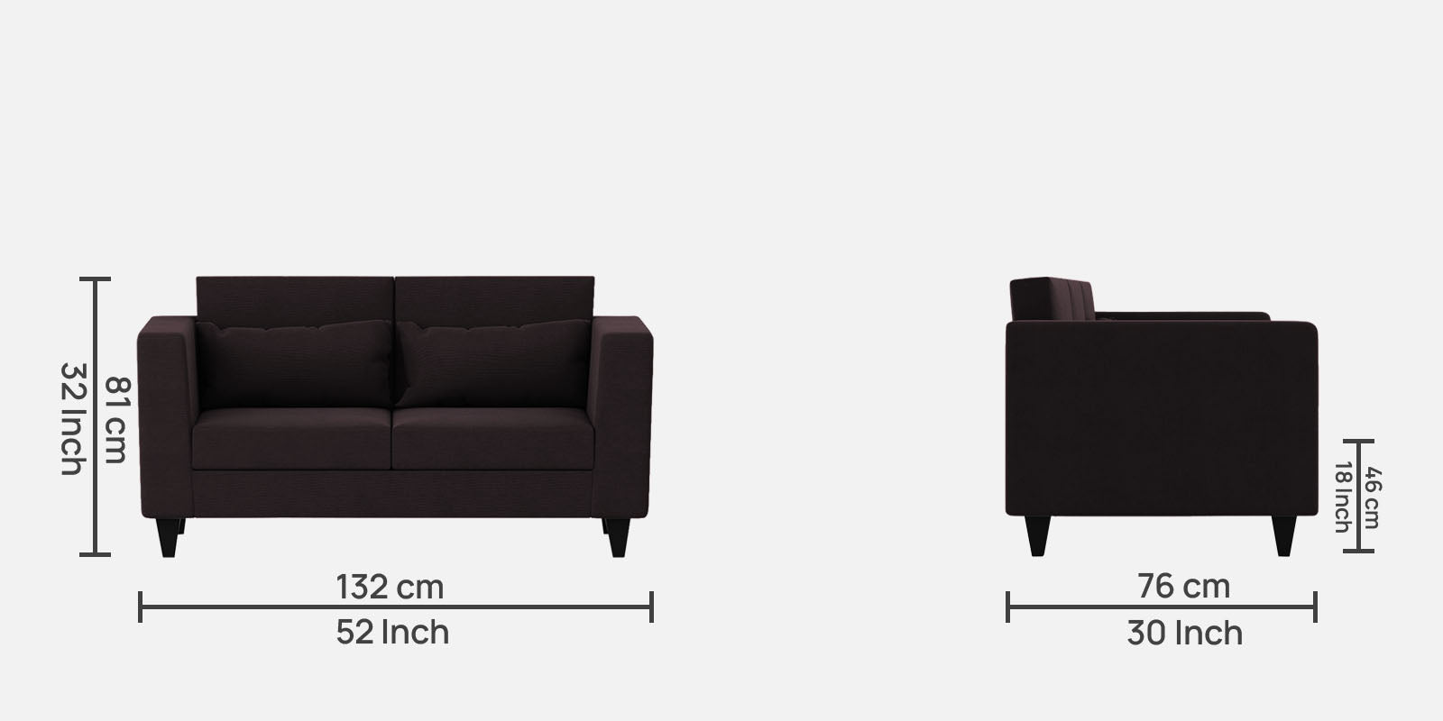 Nipul Fabric 2 Seater Sofa In Cara Brown Colour - Febonic Living