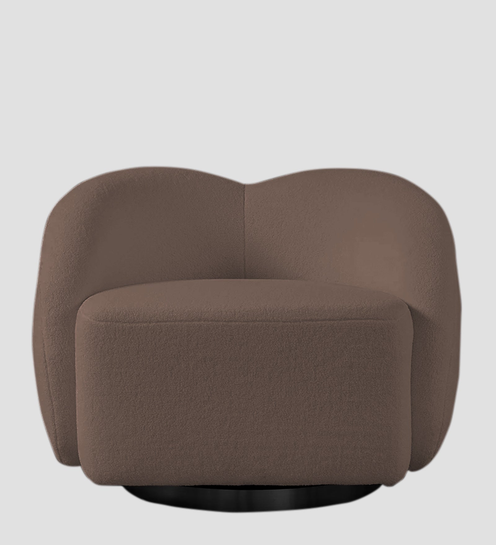 Miles Boucle Fabric Swivel Chair in Truffle Brown Colour