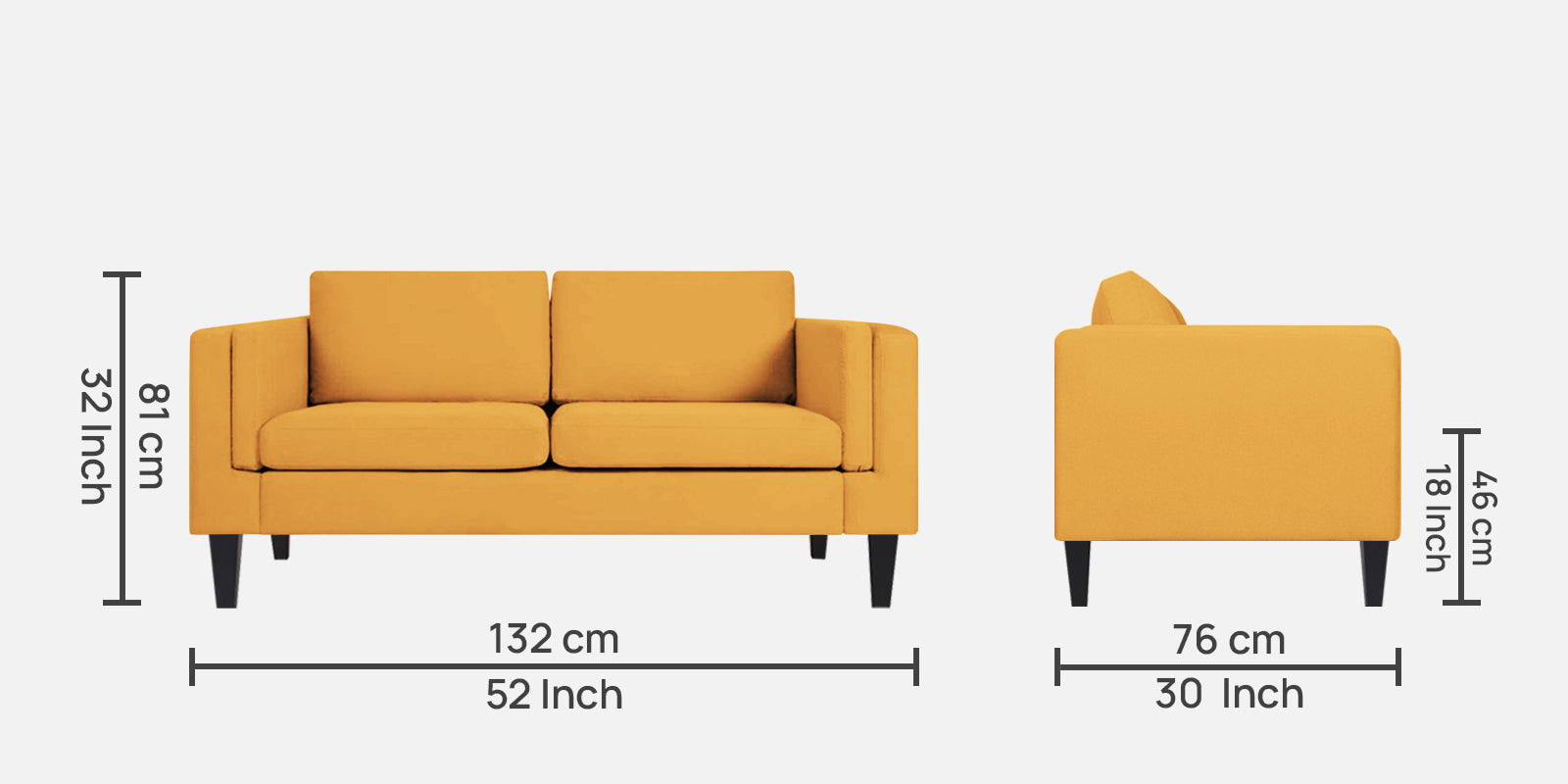 Jasper Velvet 2 Seater Sofa In Turmeric yellow Colour - Febonic Living