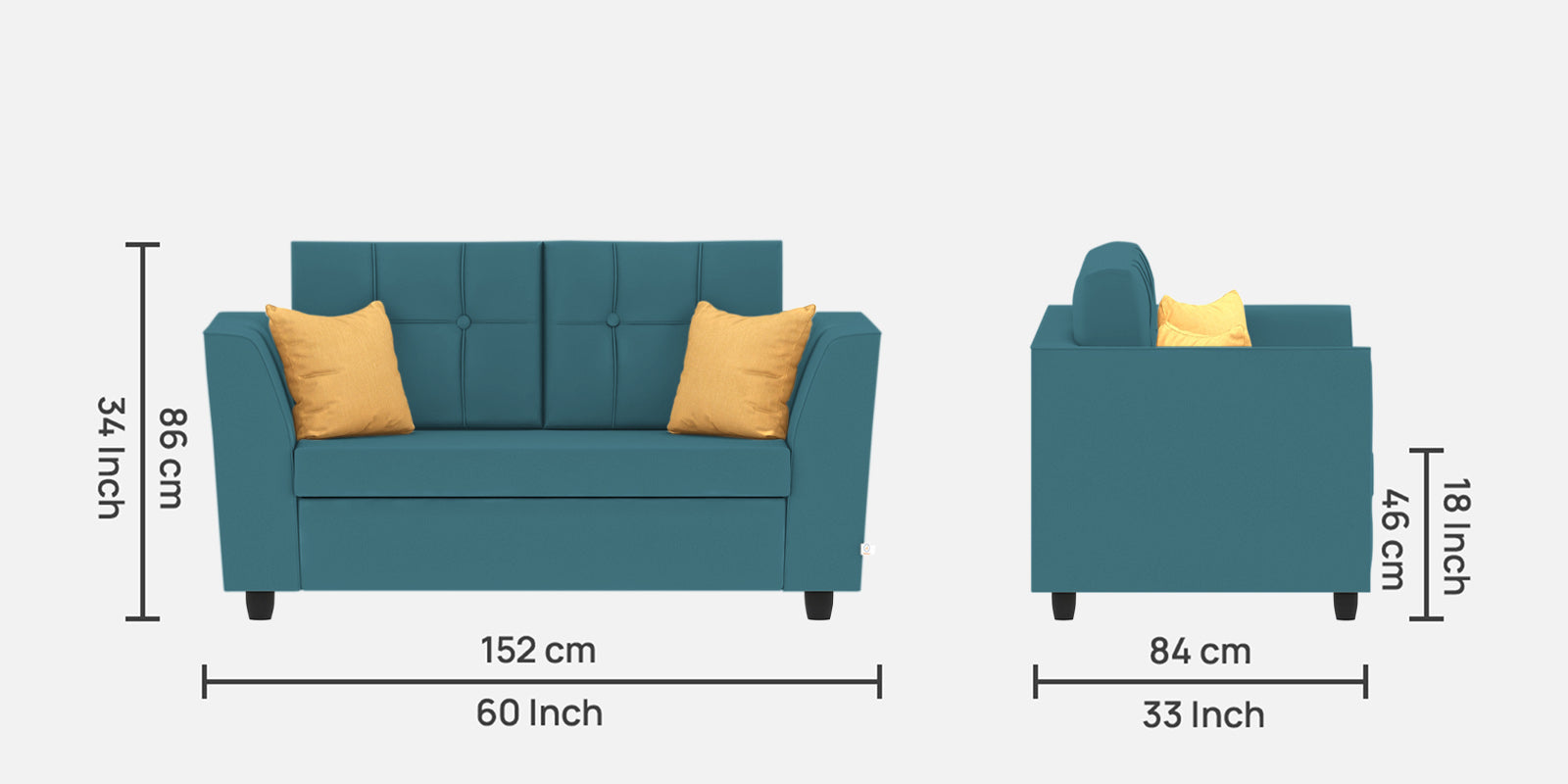 Nestin Velvet 2 Seater Sofa In Aqua Blue Colour - Febonic Living