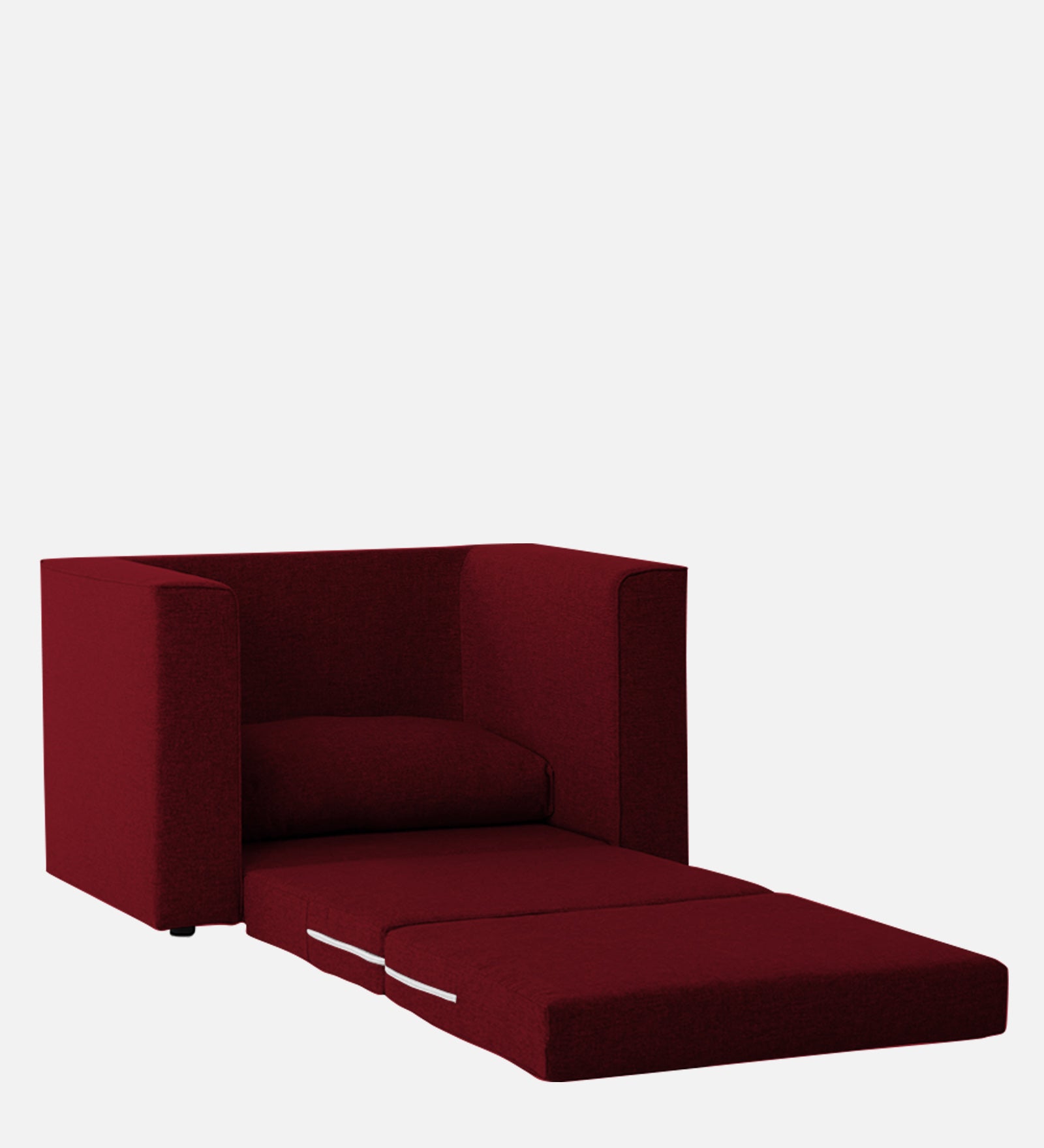 Kenia Fabric 1 Seater Foldable Sofa Cum Bed In Ruby Red Colour - Febonic Living