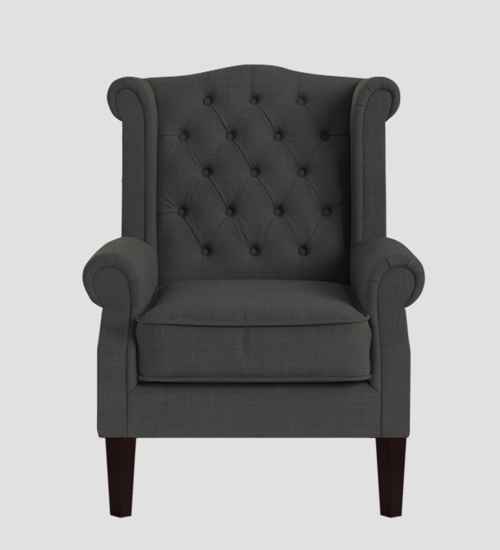 Neyub Fabric Wing Chair In Charcoal Grey Colour - Febonic Living