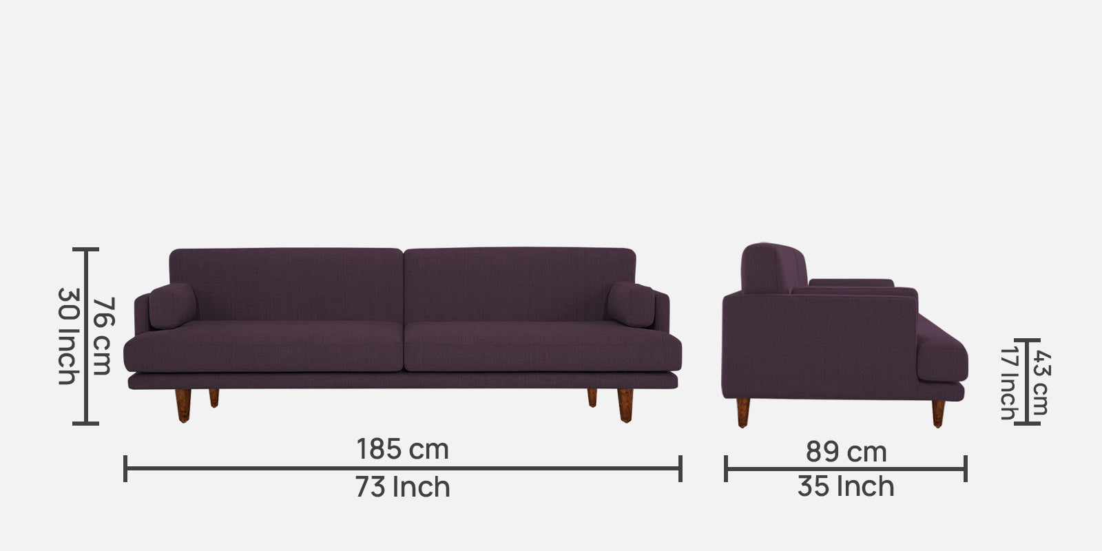 Ricky Fabric 3 Seater Sofa In Greek Purple Colour - Febonic Living