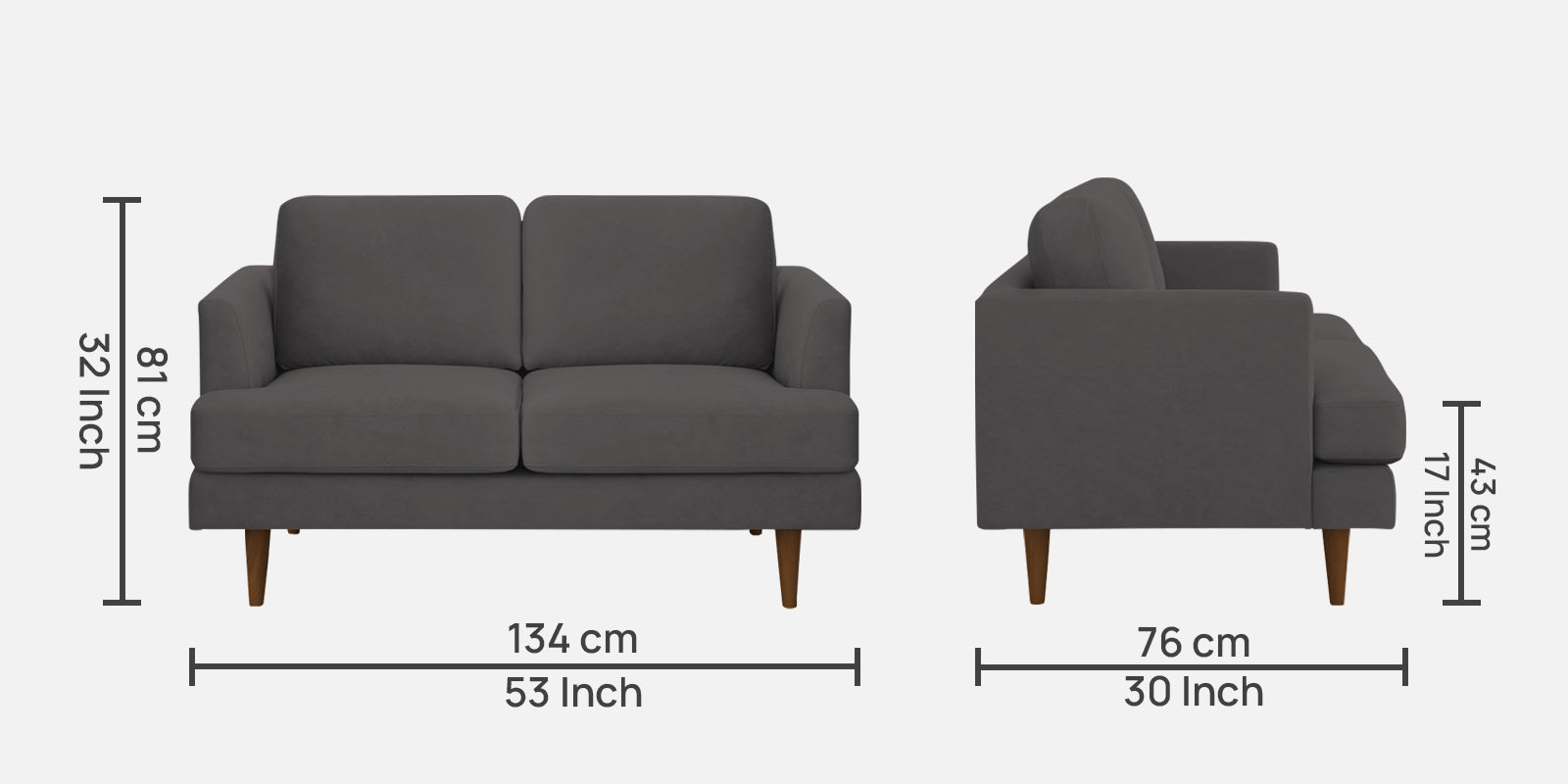 Motra Velvet 2 Seater Sofa In Davy grey Colour - Febonic Living
