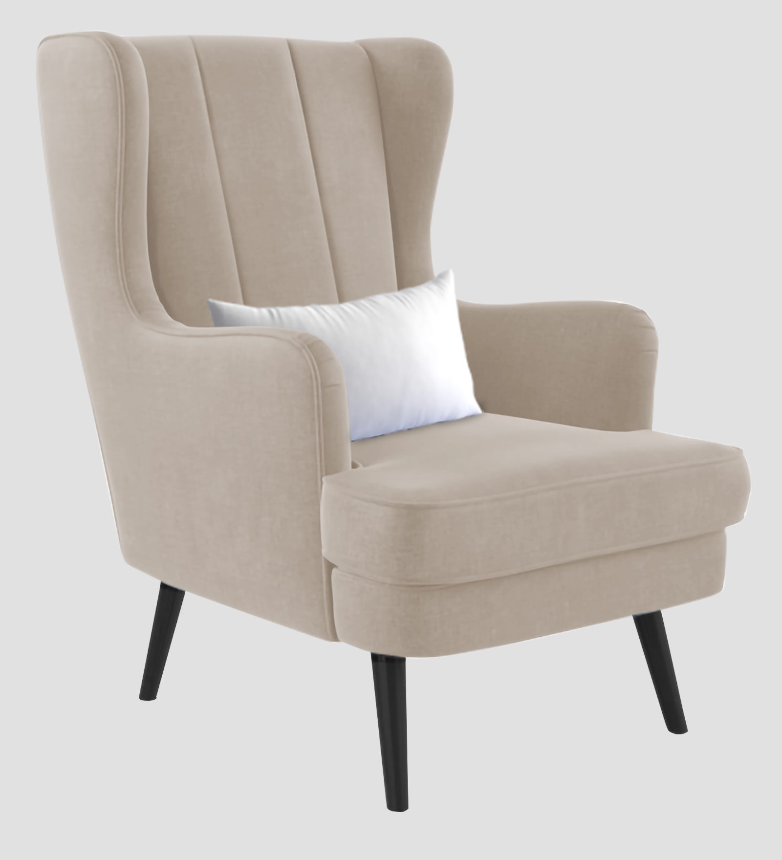 Niya Velvet Wing Chair In Cream Beige Colour - Febonic Living