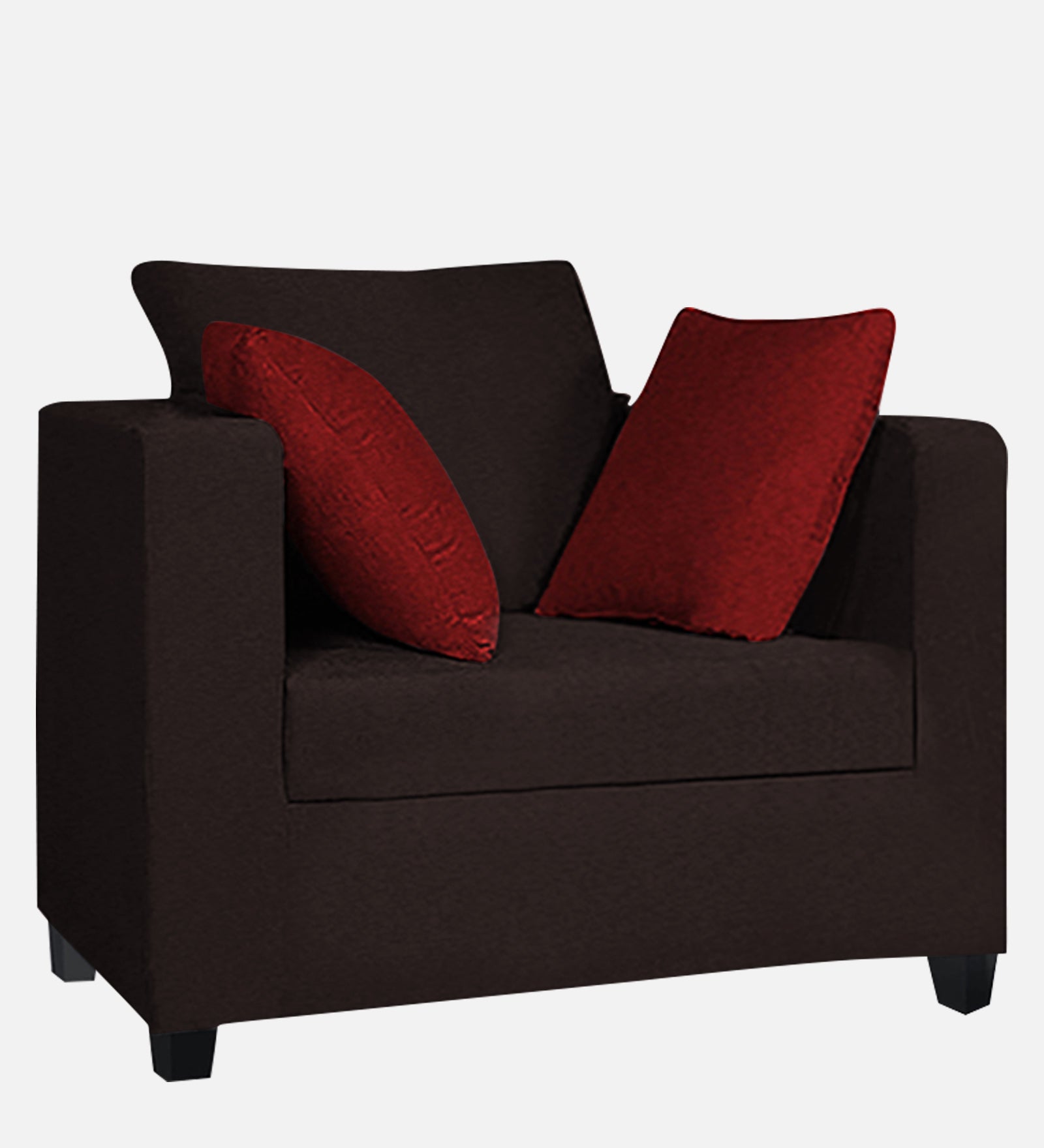 Nuska Fabric 1 Seater Sofa in Dark Brown Colour