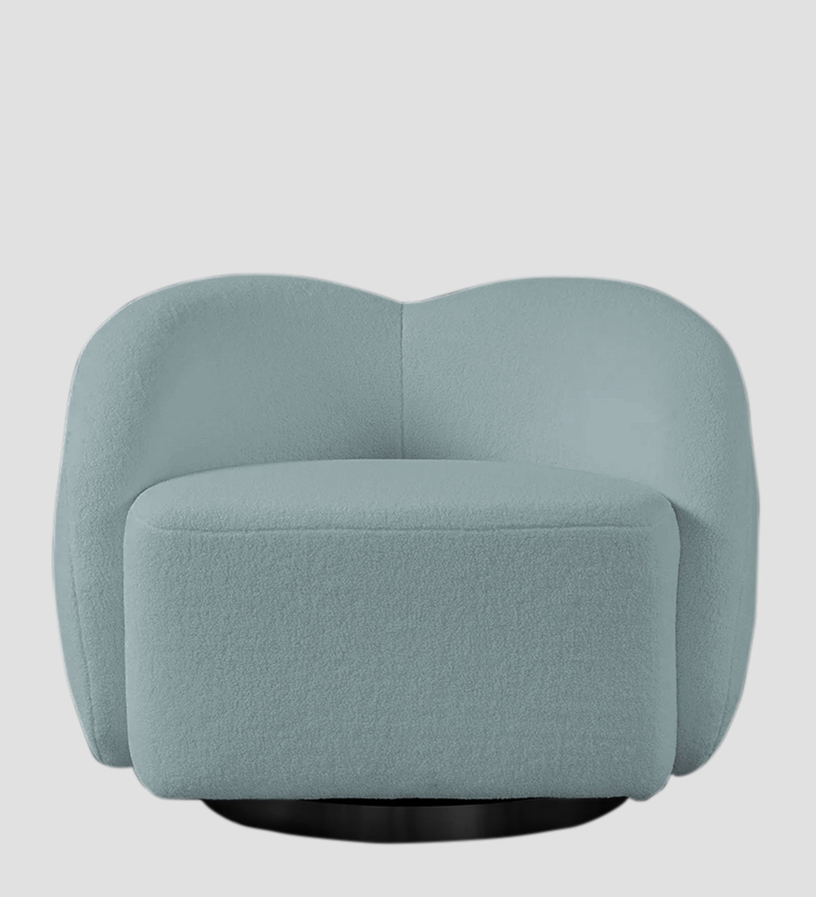 Miles Boucle Fabric Swivel Chair in Stormy Blue Colour