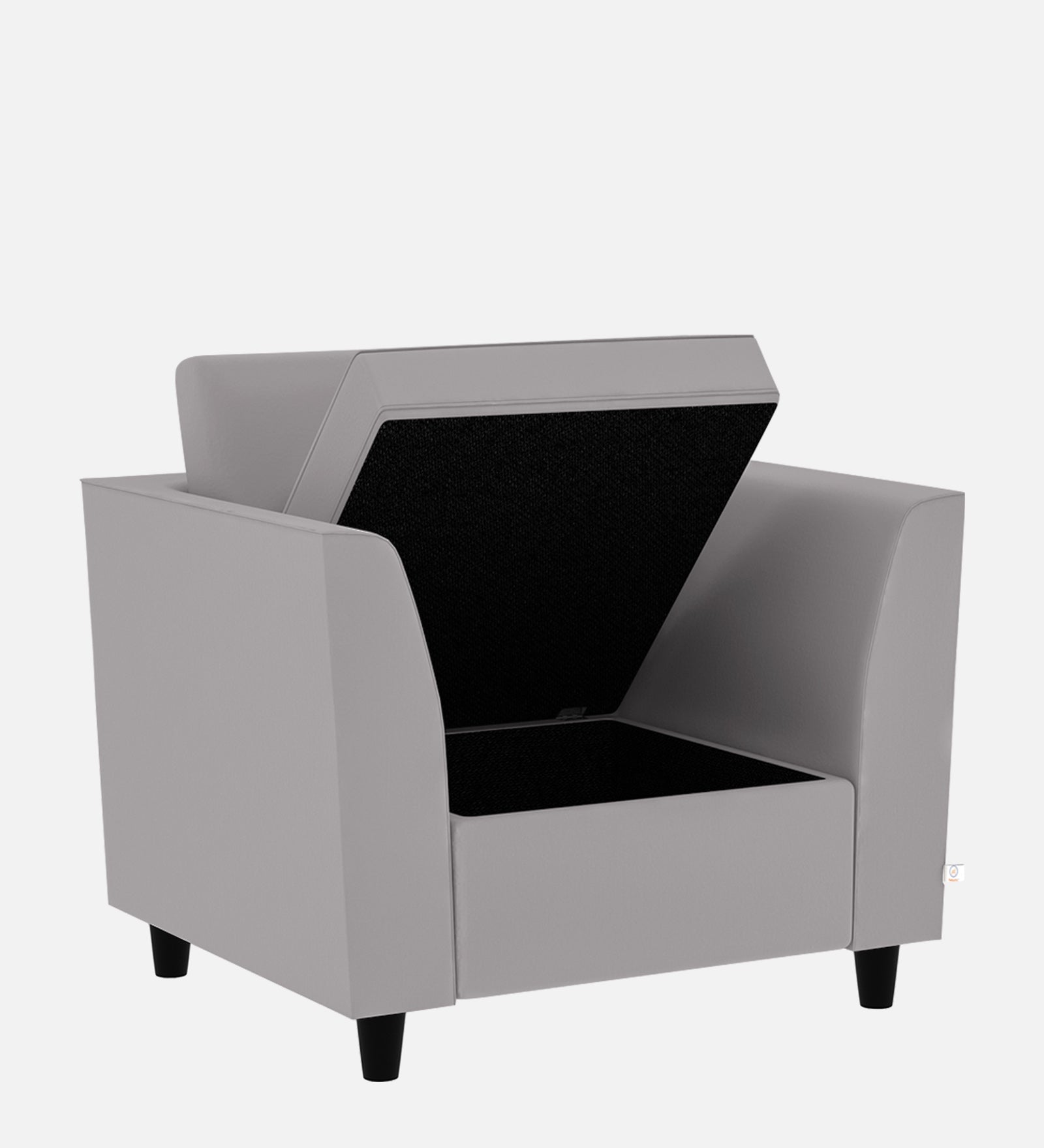 Bristo Velvet 1 Seater Sofa In Concrete Grey Colour With Storage - Febonic Living