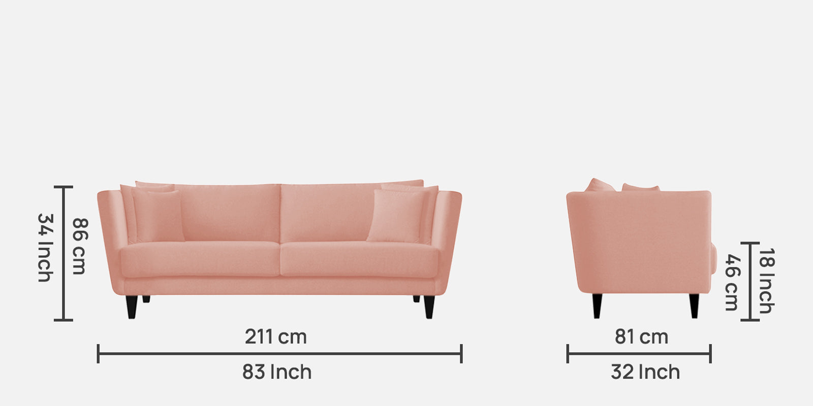 Norway Velvet 3 Seater Sofa In Blush Pink Colour - Febonic Living