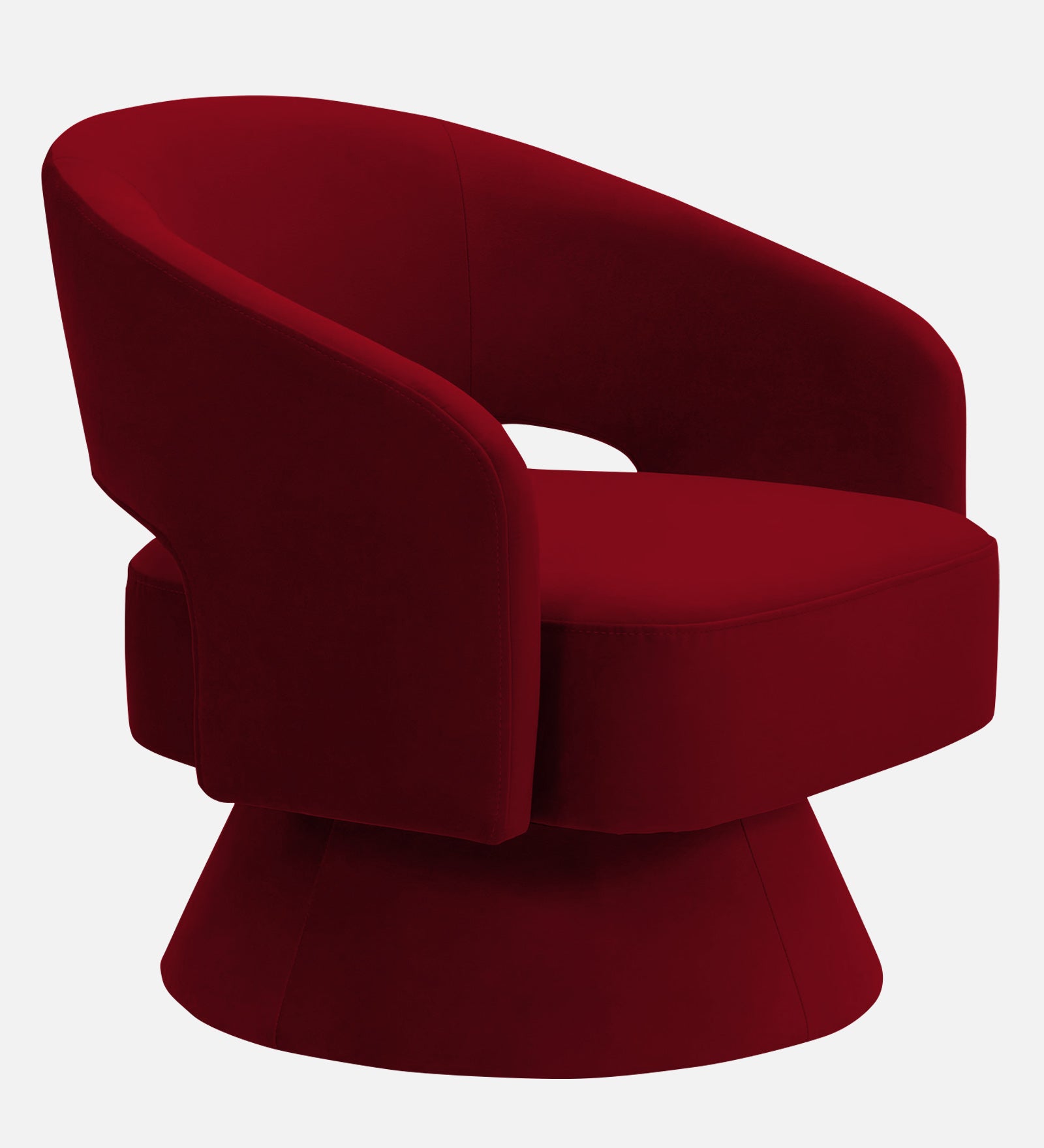 Pendra Velvet Swivel Chair In Cherry Red Colour - Febonic Living