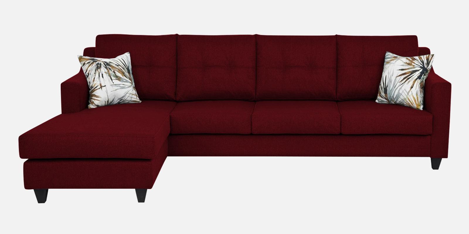 Welly Fabric RHS Sectional Sofa (3+Lounger) In Ruby Red Colour - Febonic Living