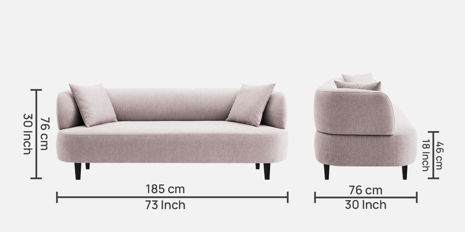 Carson Fabric 3 Seater Sofa In Orchid Beige Colour - Febonic Living