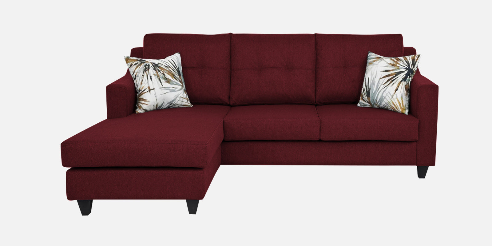 Welly Fabric RHS Sectional Sofa (2+Lounger) In Blood Maroon Colour - Febonic Living