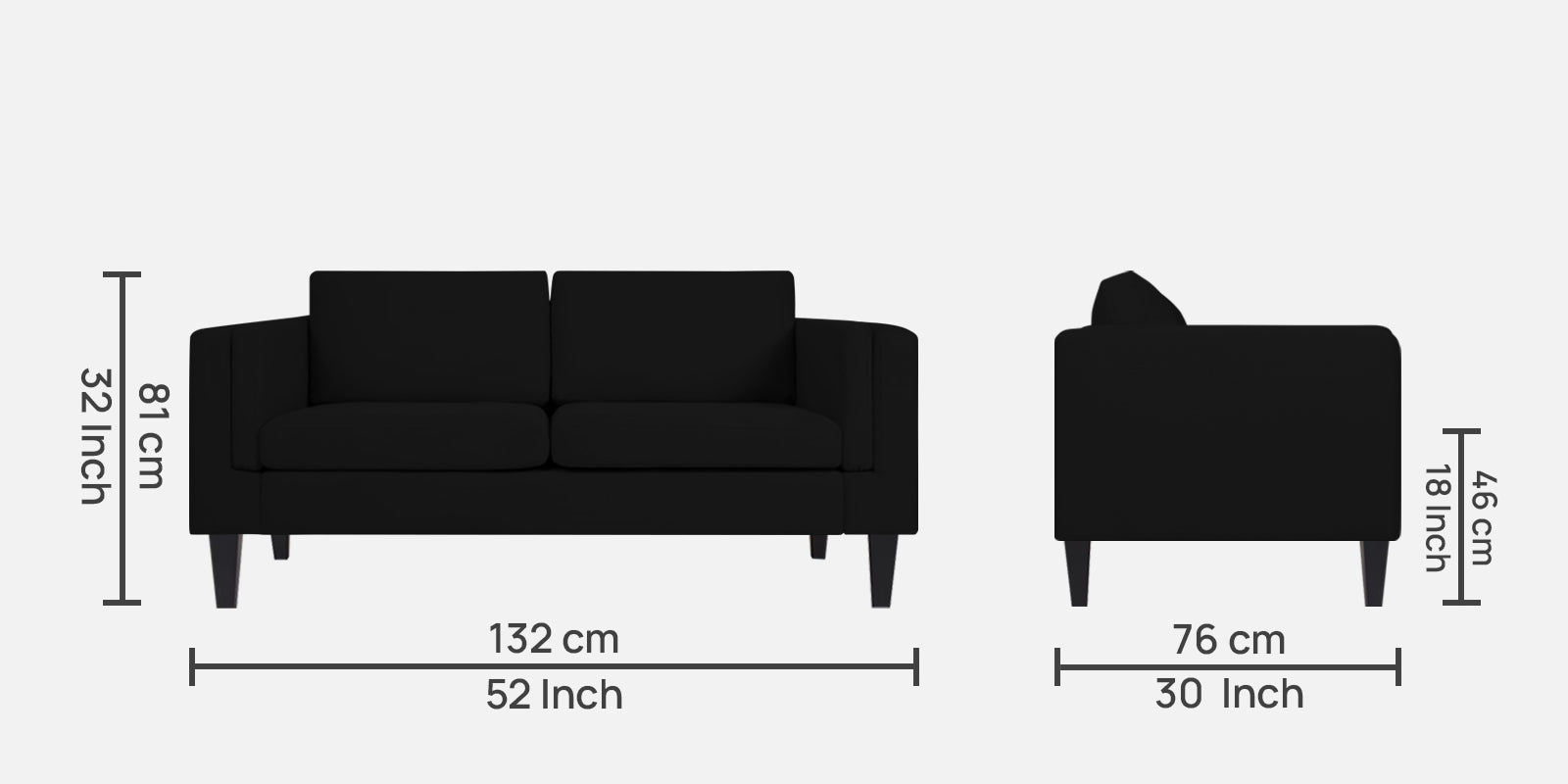 Jasper Velvet 2 Seater Sofa in Adam Black Colour