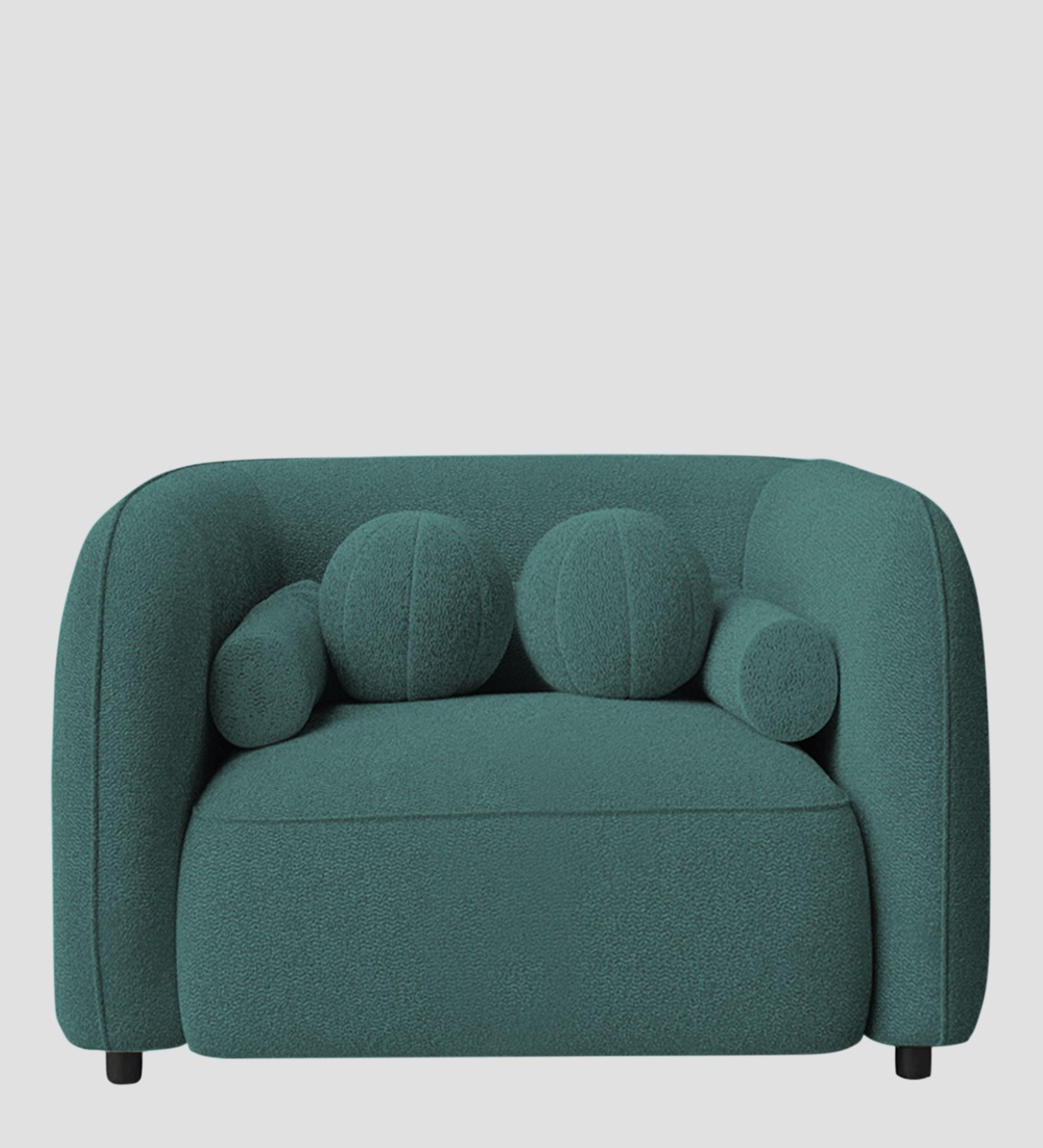 Corny Boucle Fabric 1 Seater Sofa In Bark Green Colour - Febonic Living