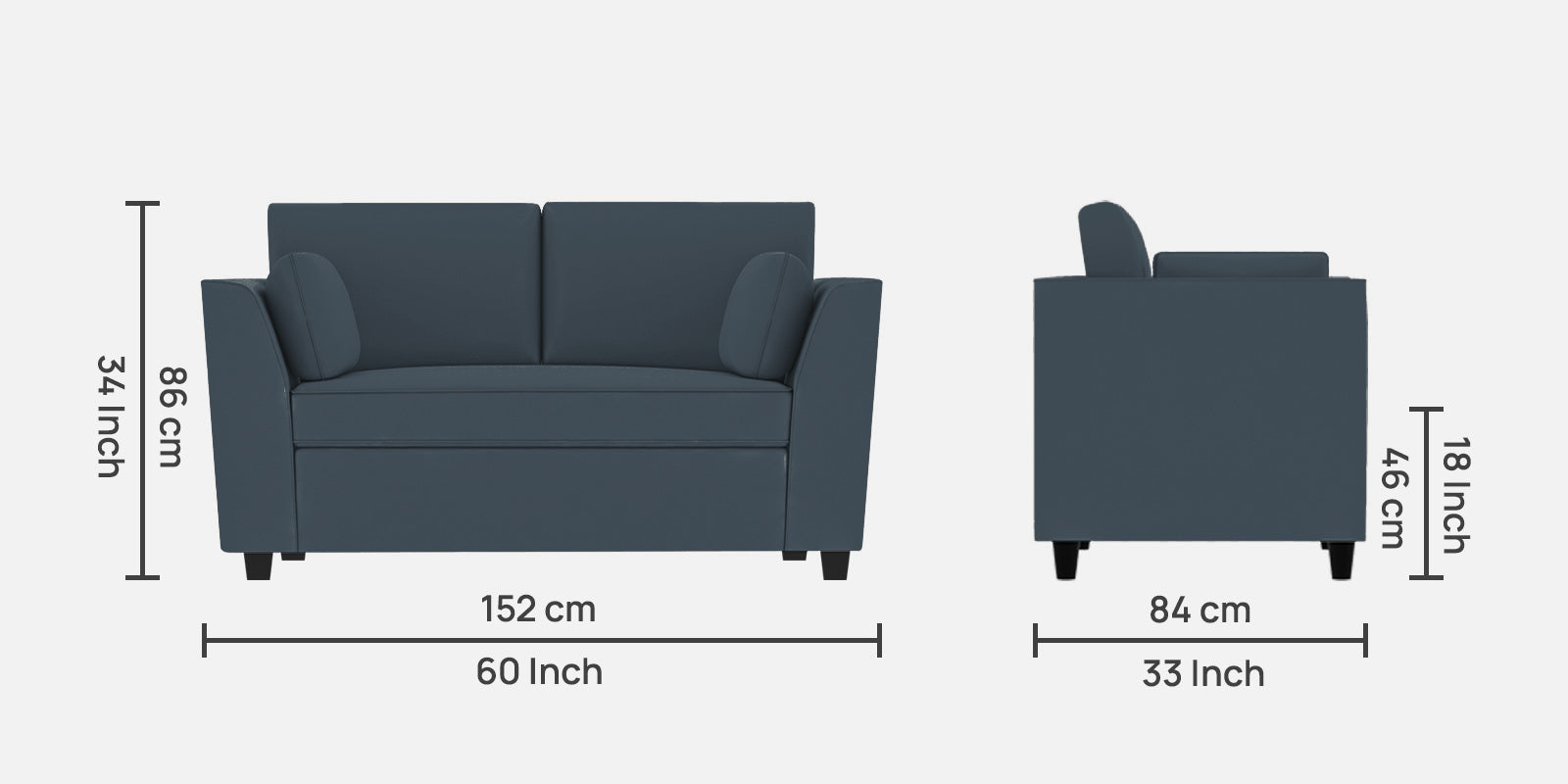 Bristo Velvet 2 Seater Sofa in Oxford Blue Colour With Storage
