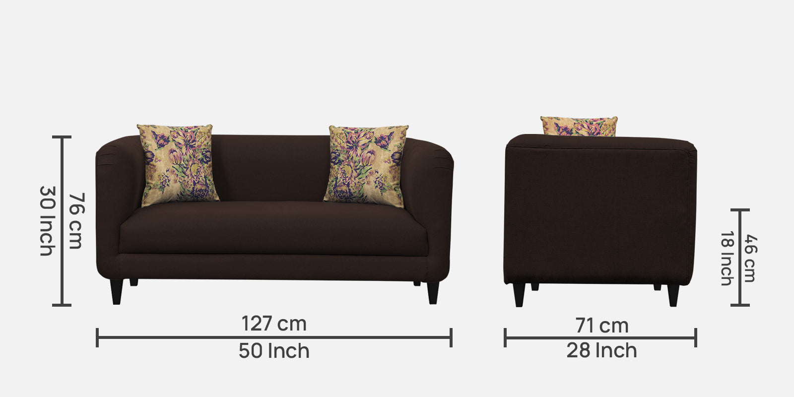 Niki Fabric 2 Seater Sofa In Coffee Brown Colour - Febonic Living