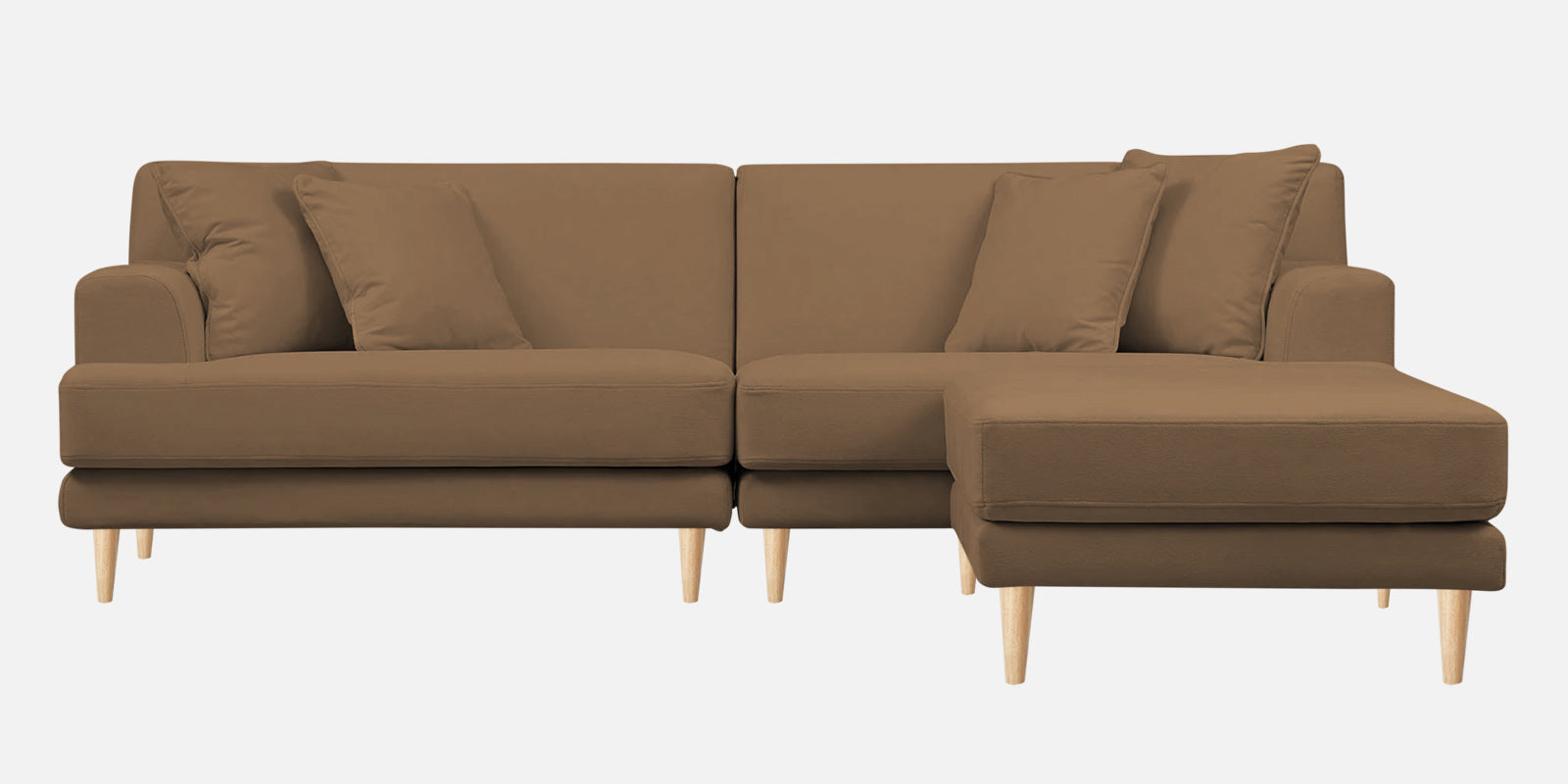 Woody Fabric LHS Sectional Sofa (3+Lounger) In Dusty peach Colour - Febonic Living