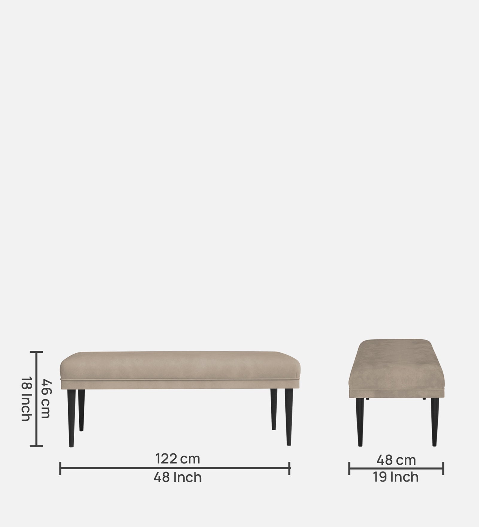 Summer Fabric Bench In Khaki Beige Colour - Febonic Living