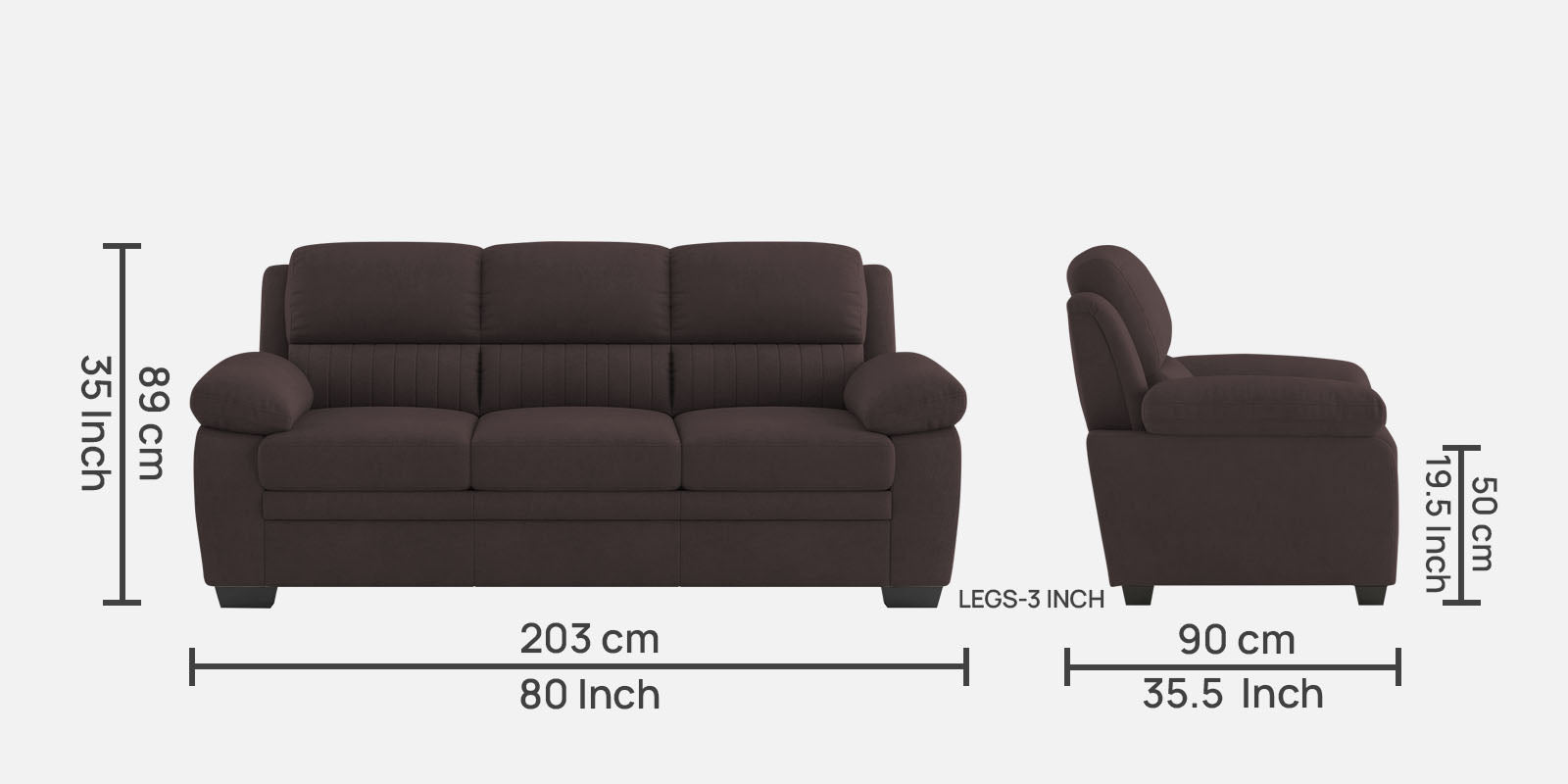 Miranda Velvet 3 Seater Sofa In Mocha Brown Colour - Febonic Living