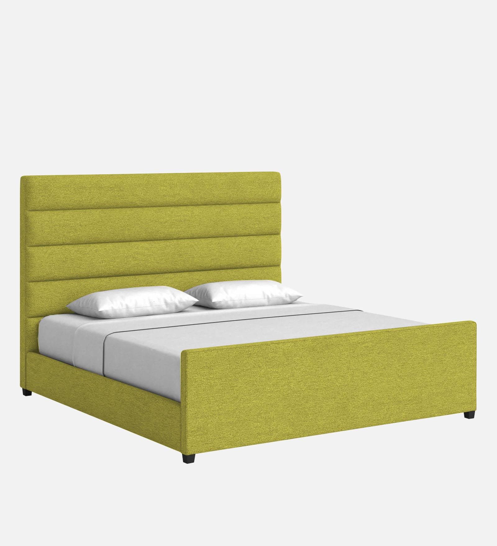 Pollen Fabric Queen Size Bed In Parrot Green Colour - Febonic Living