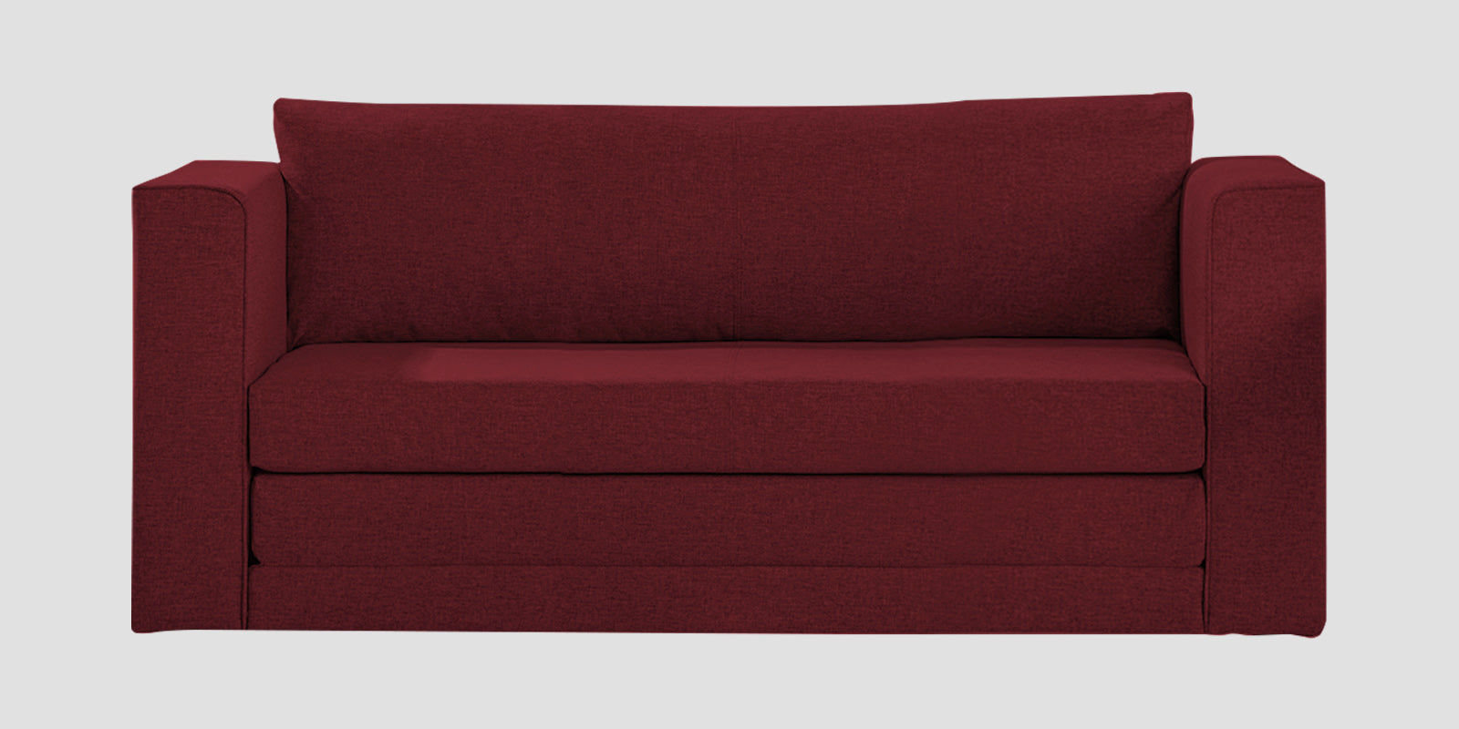 Kenia Fabric 3 Seater Foldable Sofa Cum Bed In Blood Maroon Colour - Febonic Living